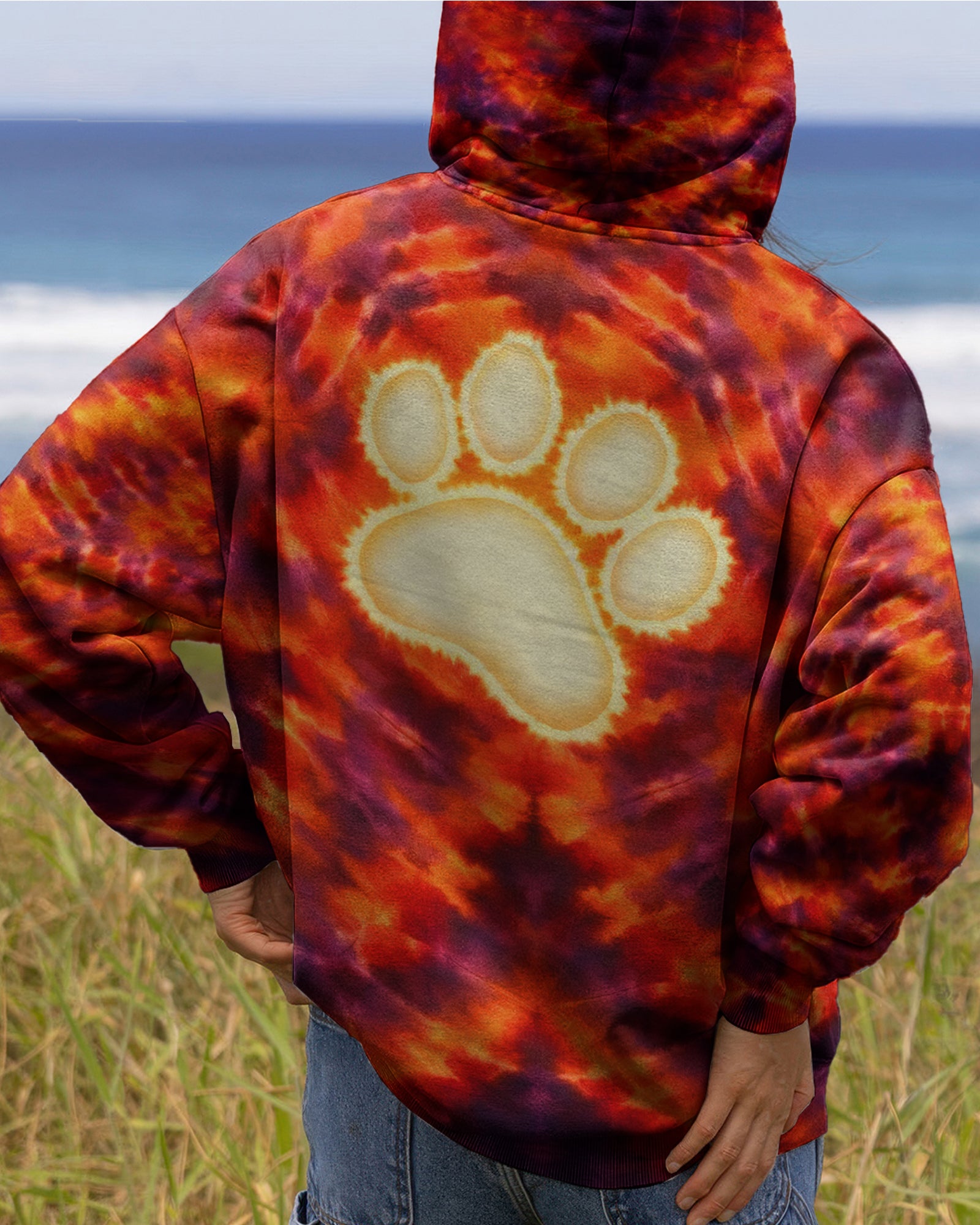 PAW PRINT BURNT ORANGE SWIRL ALL OVER PRINT - TLHG1303262