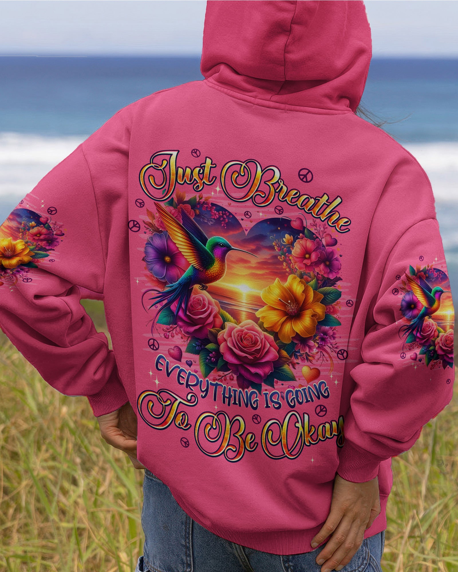 JUST BREATHE HUMMINGBIRD ALL OVER PRINT - TYPQ0602262