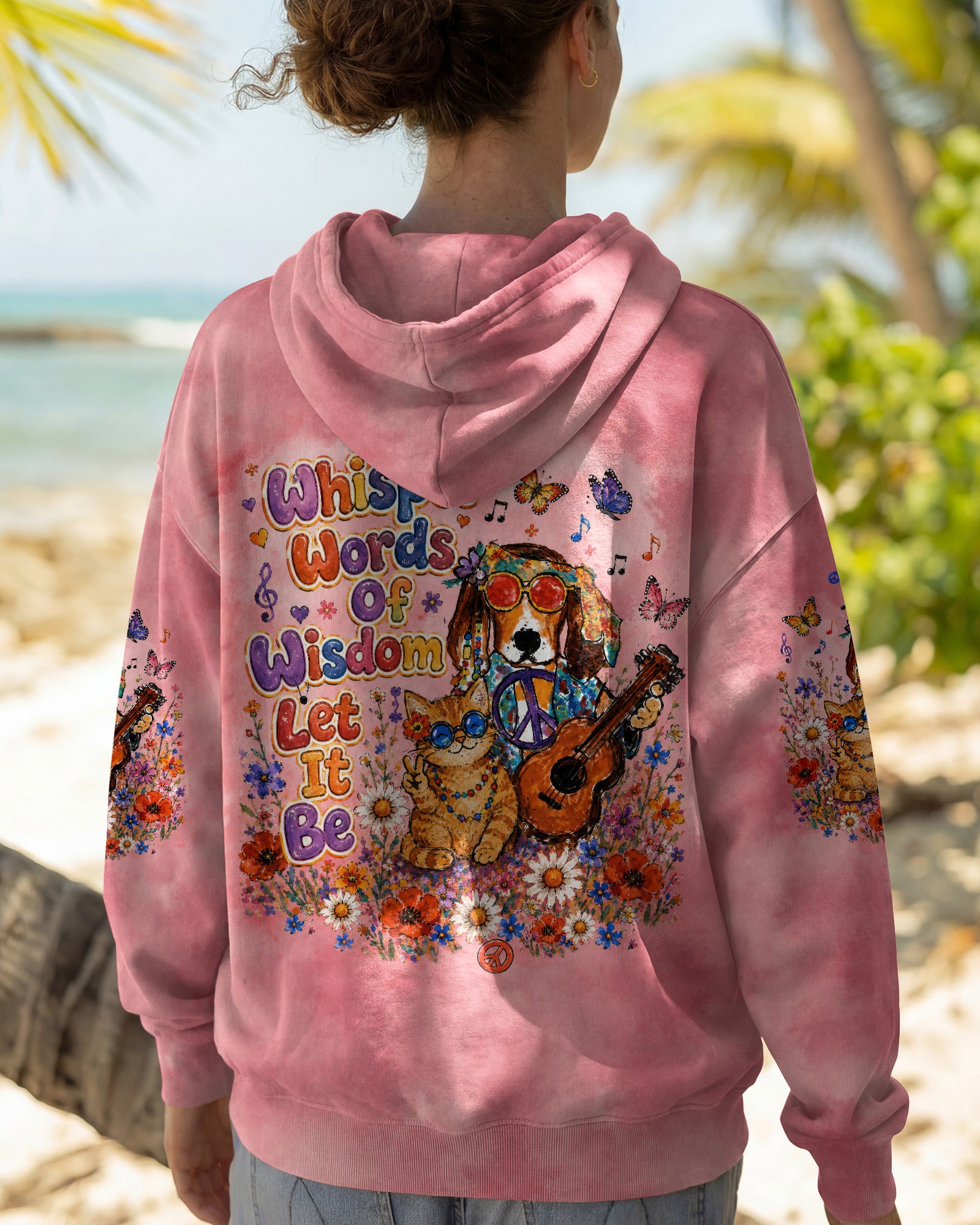 WHISPER WORDS OF WISDOM LET IT BE BEAGLE DOG TABBY CAT ALL OVER PRINT  - TLTW1305262