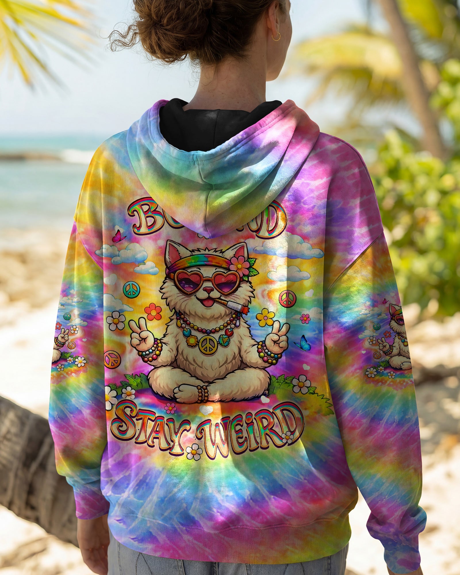 BE KIND STAY WEIRD FUNNY CAT ALL OVER PRINT - YHLT1102262