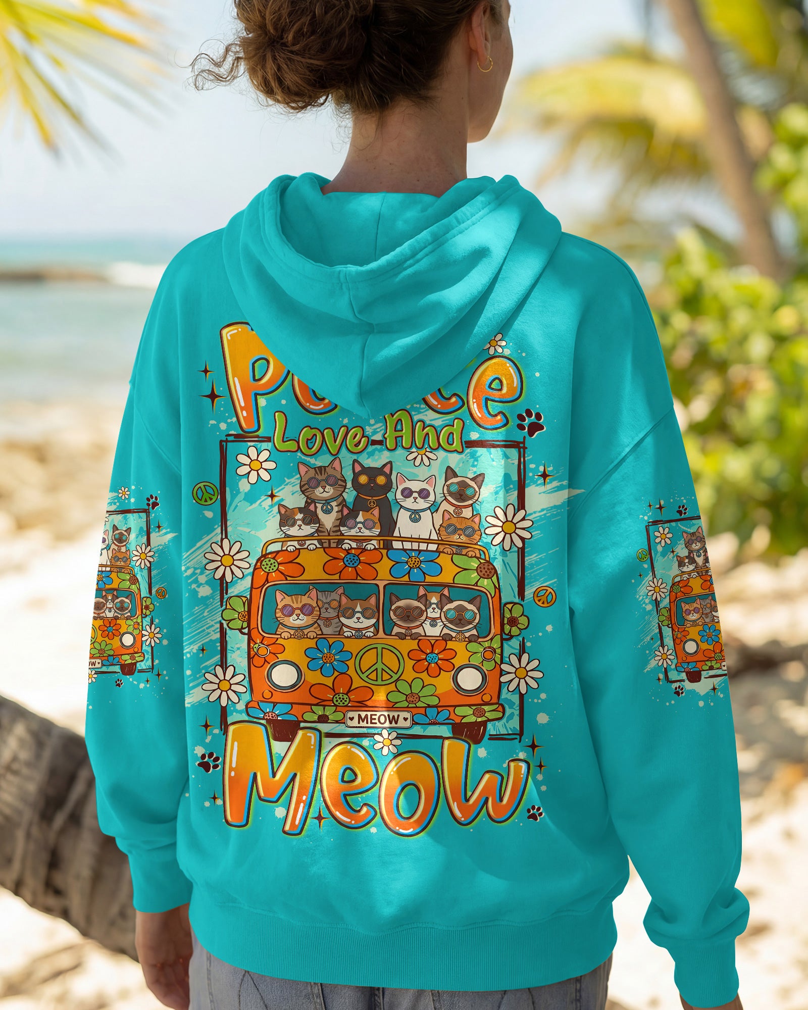 PEACE LOVE AND MEOW CATS ALL OVER PRINT - TYLN2407263