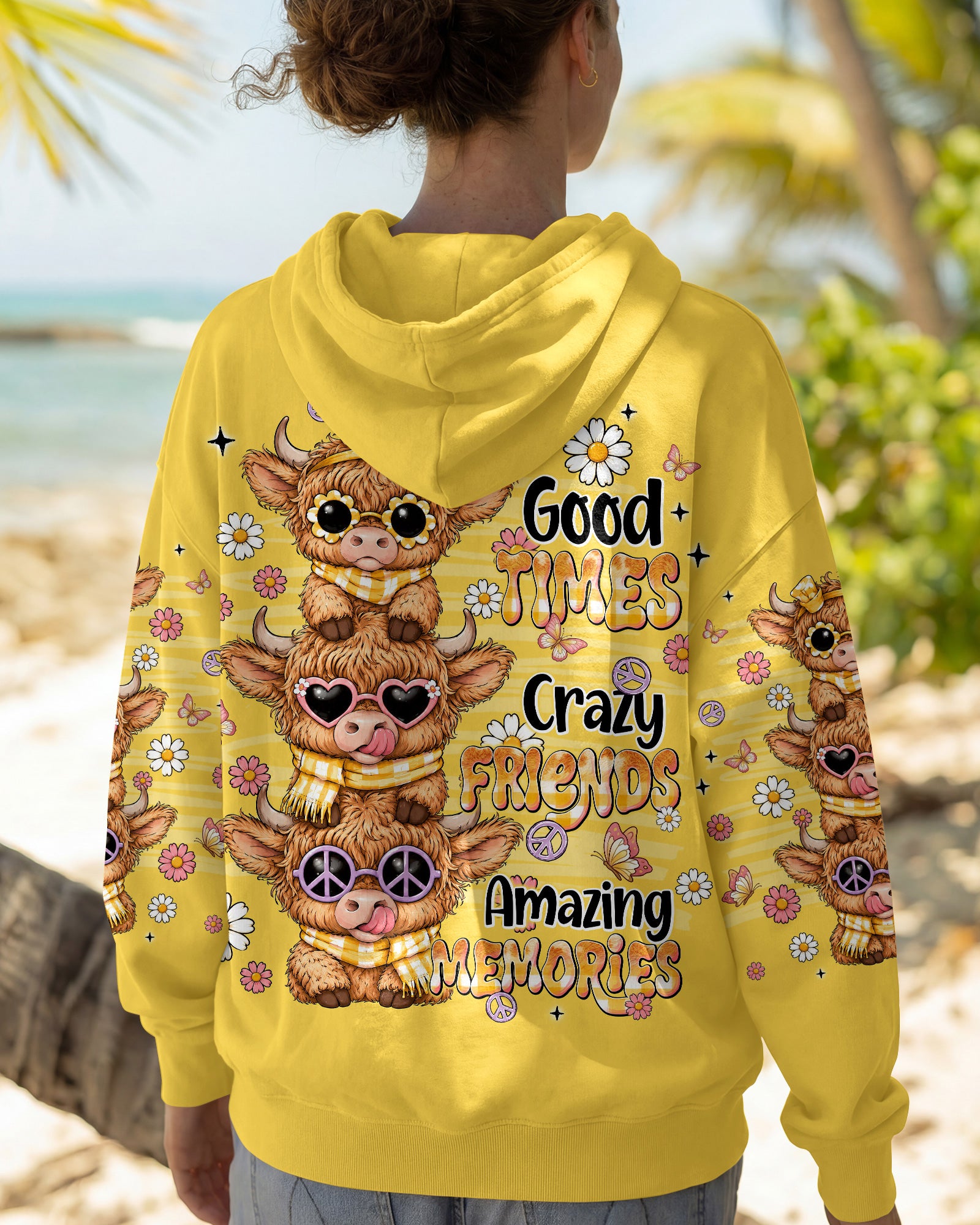 GOOD TIMES CRAZY FRIENDS HIGHLAND COW ALL OVER PRINT - TLNT0707261