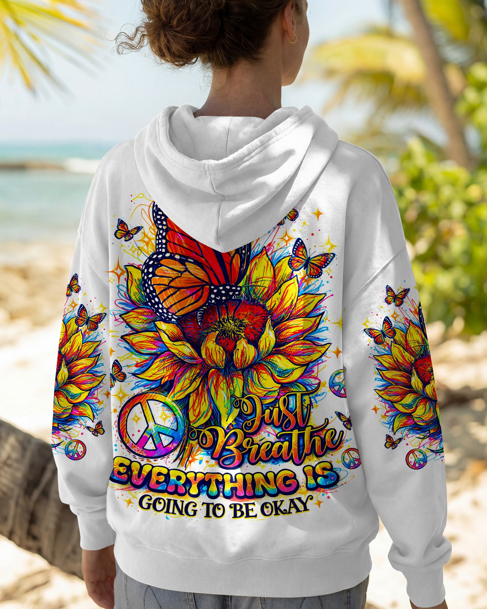 JUST BREATHE BUTTERFLY SUNFLOWER ALL OVER PRINT - TLNO270261