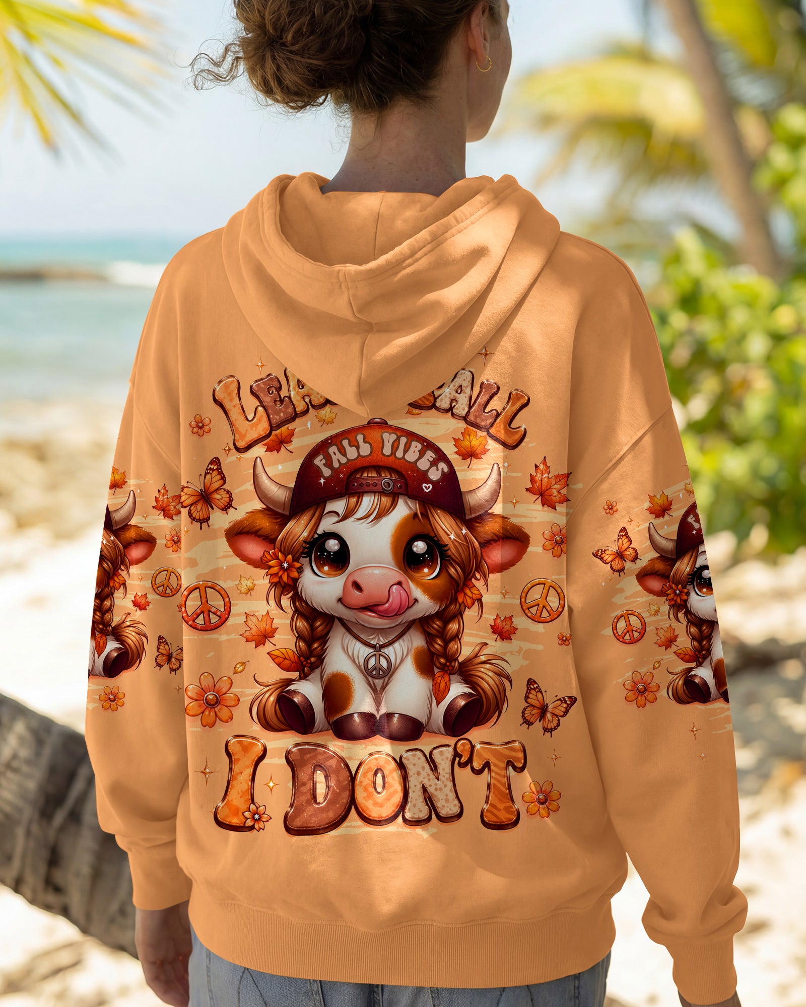 LEAVES FALL I DON'T HIGHLAND COW AUTUMN ALL OVER PRINT - TLTW2707264