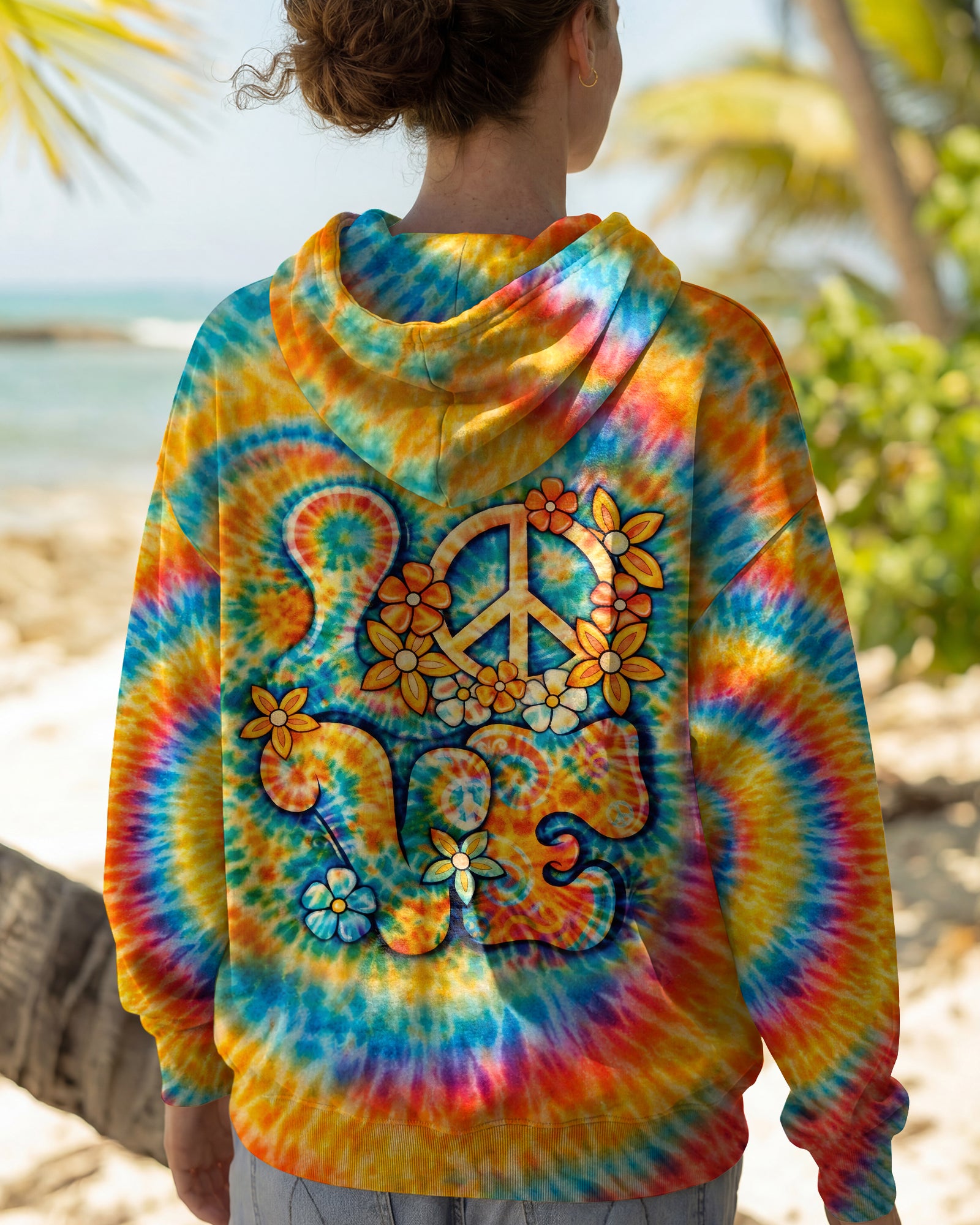 LOVE PEACE SYMBOL SWIRL ALL OVER PRINT - TLHN2303261