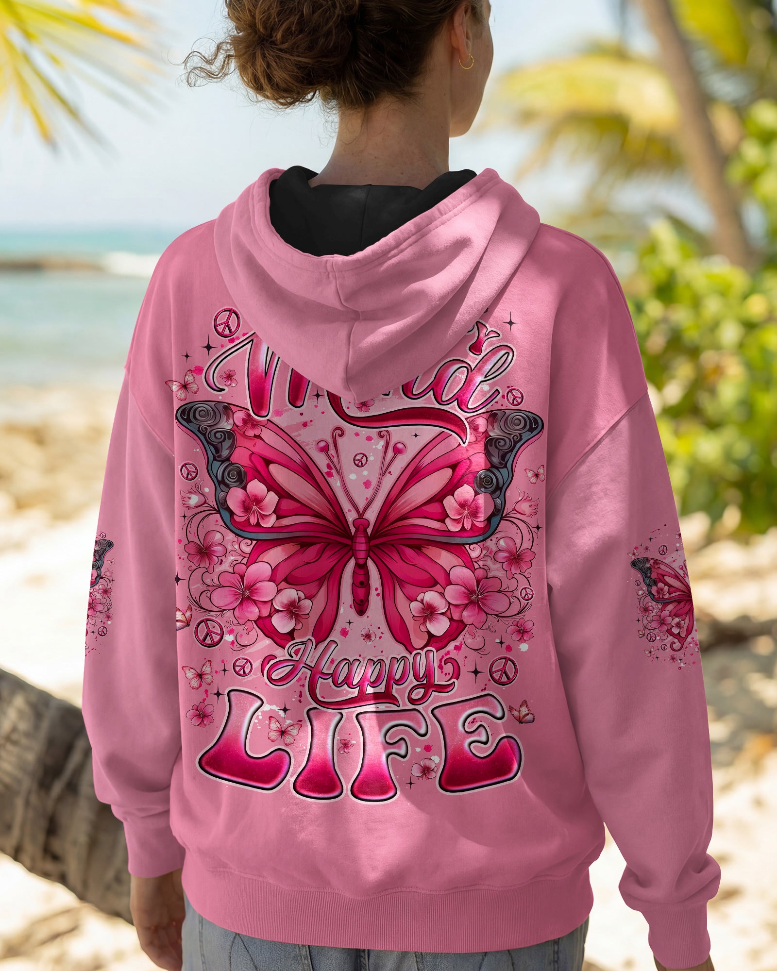 HAPPY MIND HAPPY LIFE BUTTERFLY ALL OVER PRINT - TYQY2602261