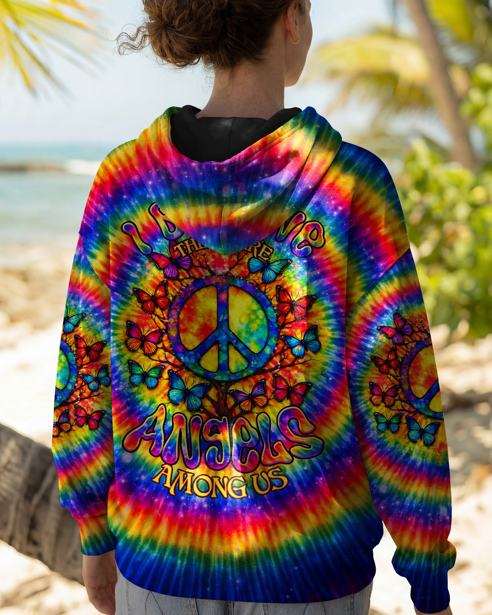 I BELIEVE THERE ARE ANGELS AMONG US PEACE BUTTERFLY SWIRL ALL OVER PRINT - TLNO1302261