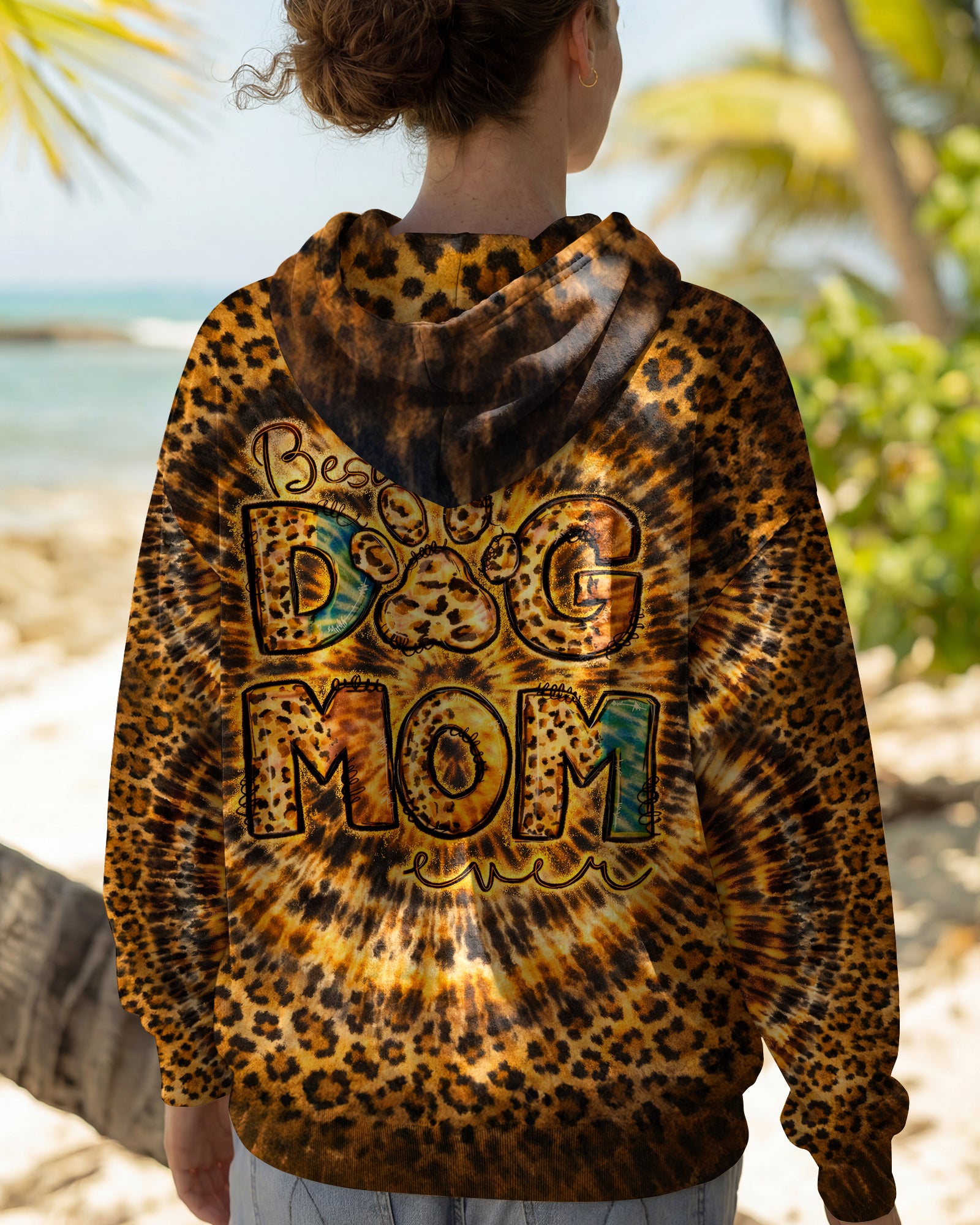 BEST DOG MOM EVER LEOPARD SWIRL ALL OVER PRINT   - TLNT1003261
