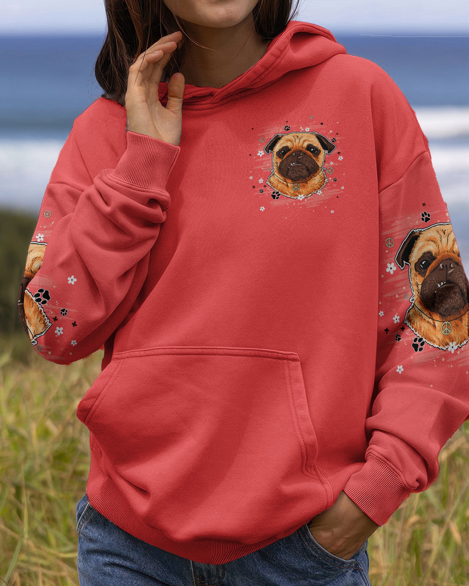 APPARENTLY I HAVE AN ATTITUDE WHO KNEW PUG DOG ALL OVER PRINT - TLHN0303262