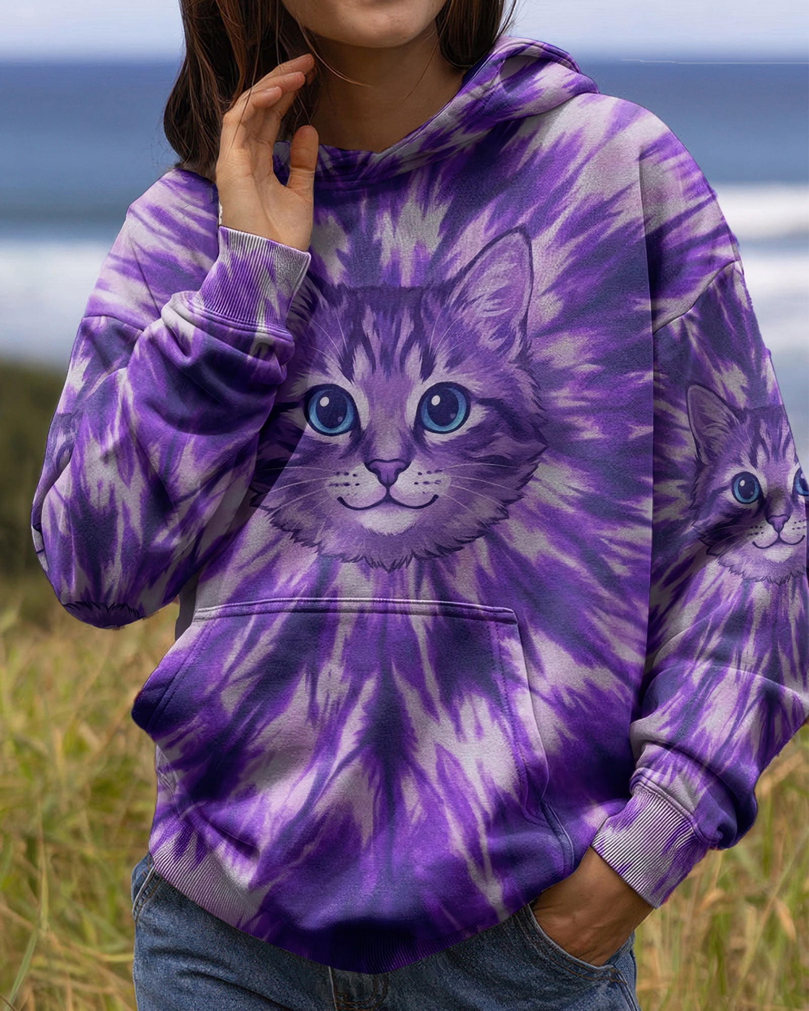PURPLE AURA CAT ALL OVER PRINT - TYPQ0402262