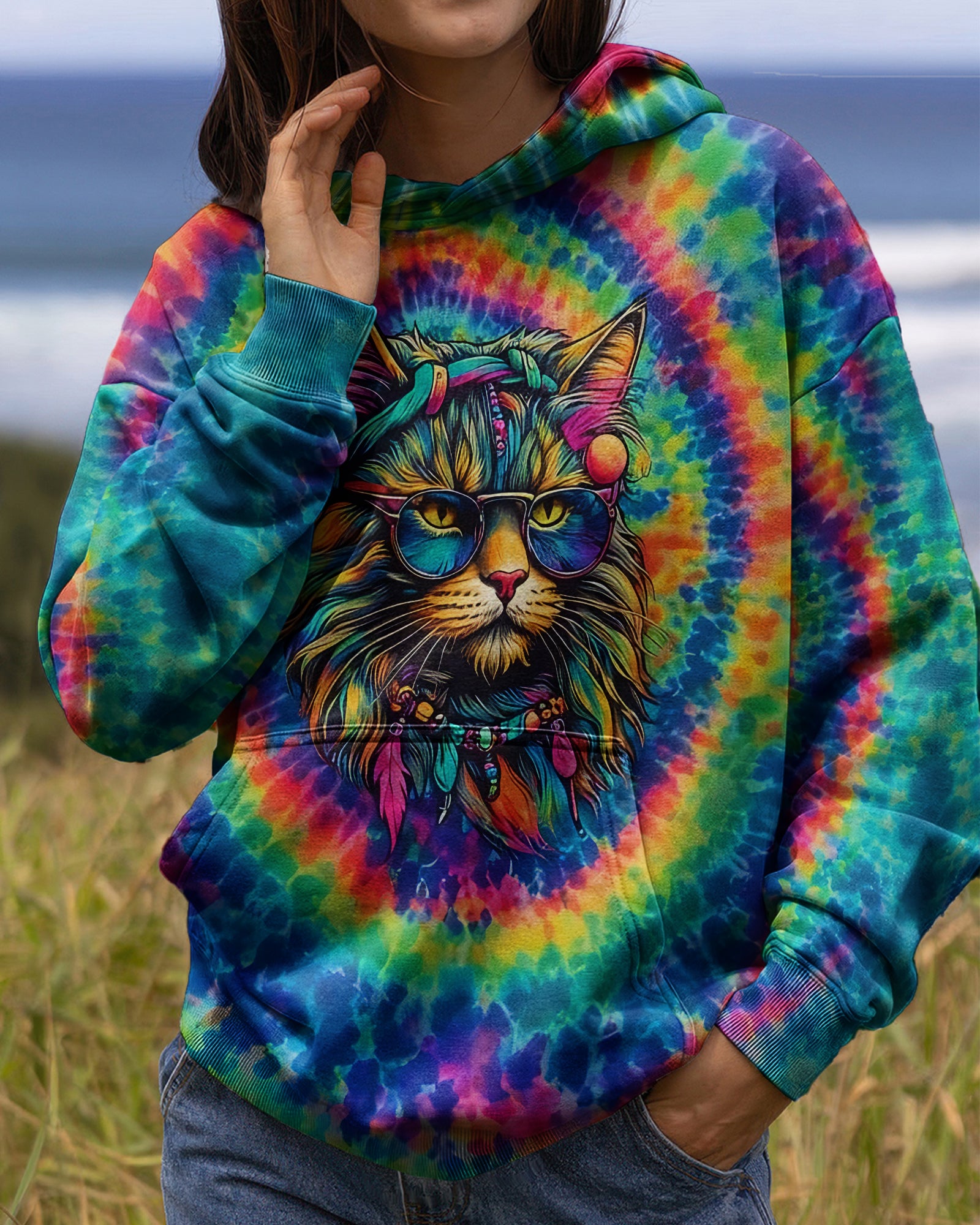 HIPPIE CAT SWIRL ALL OVER PRINT - TLNO0202261