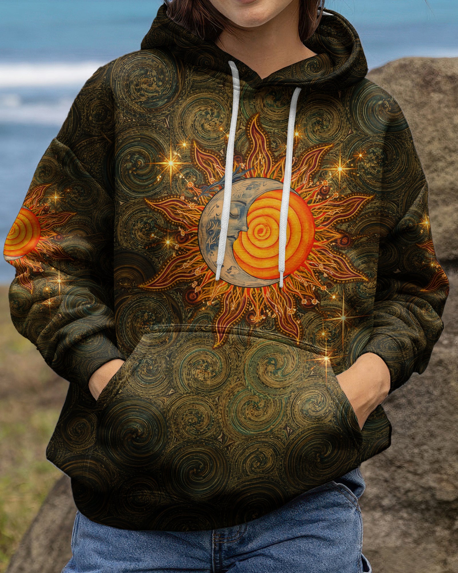 BOHO HIPPIE SUN AND MOON ALL OVER PRINT  - TLNO2003261
