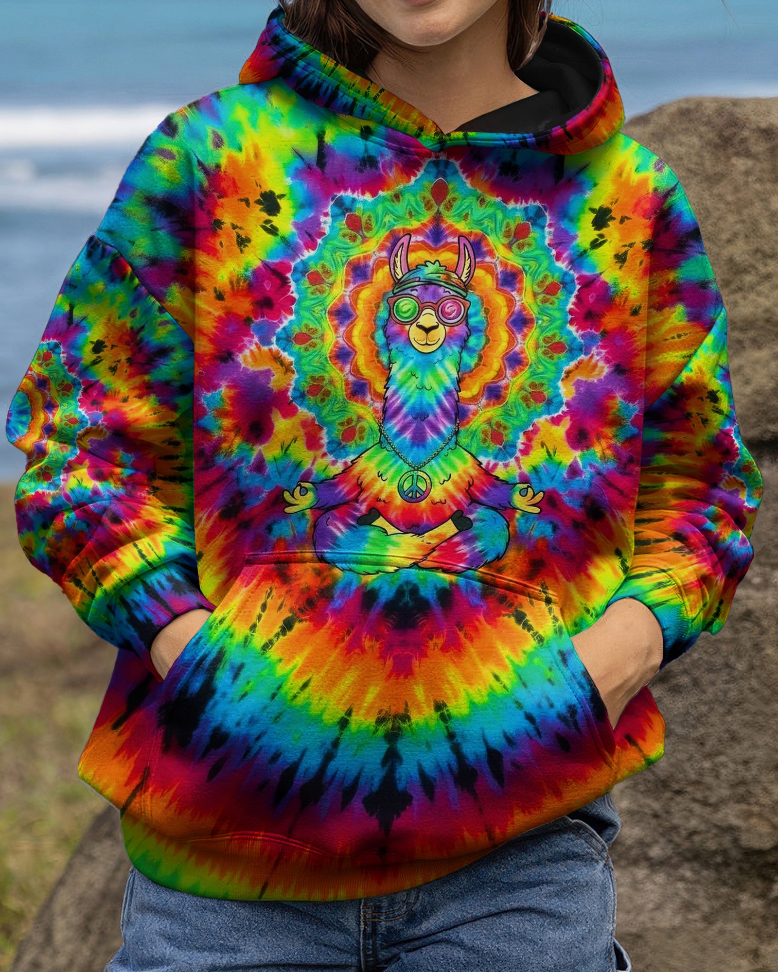 RAINBOW SWIRL LLAMA ALL OVER PRINT - YHHG0302262