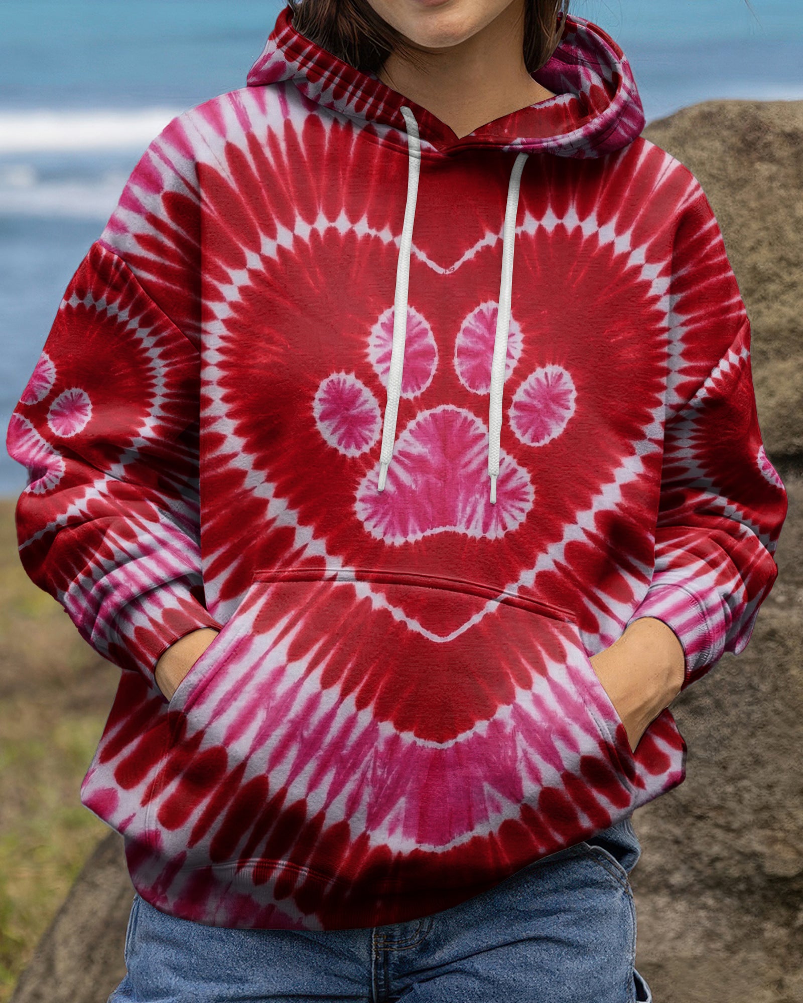 RED PINK PAW HEART ALL OVER PRINT - TYPQ0703261