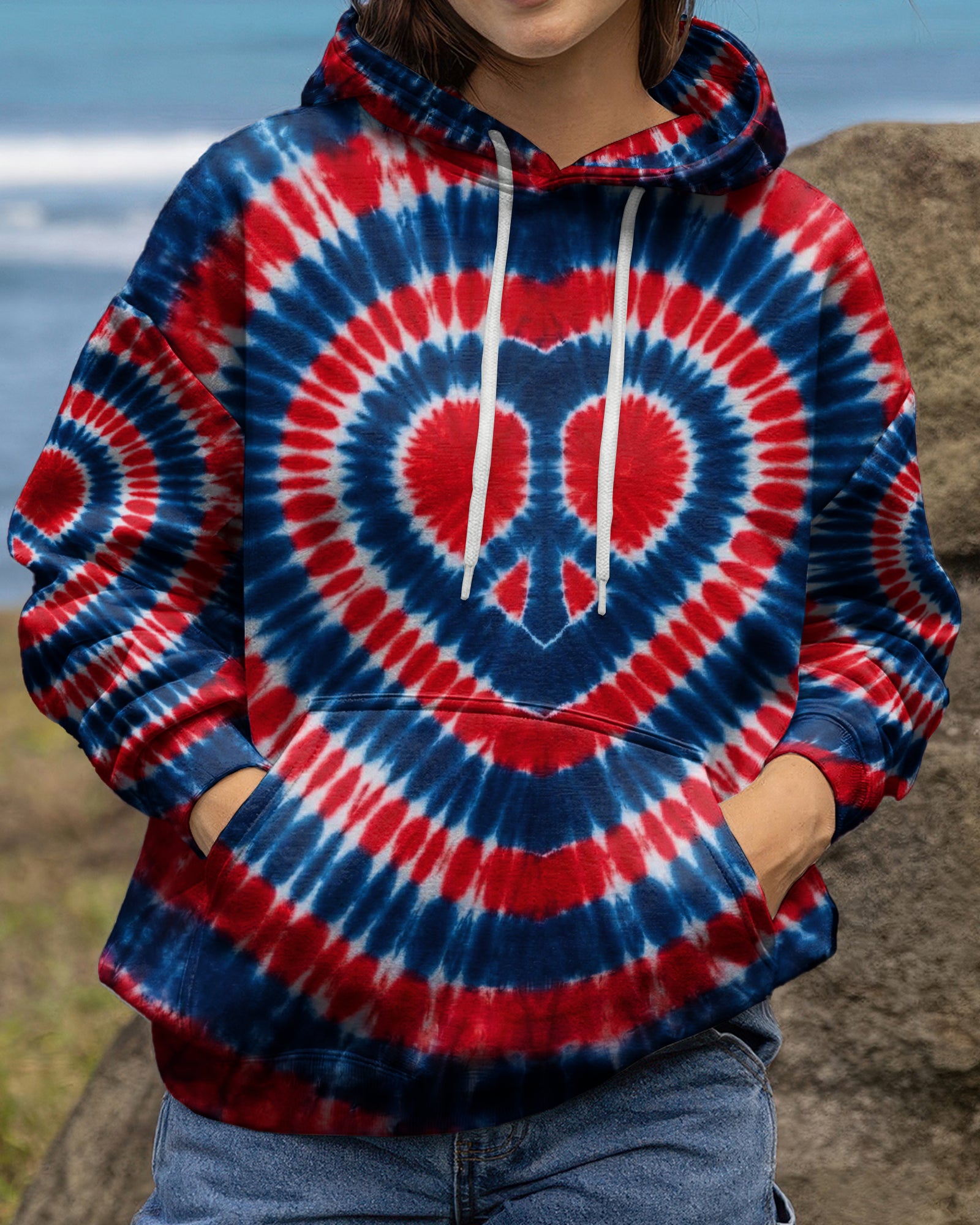 RED WHITE AND BLUE HEART PEACE ALL OVER PRINT - TYPQ1803262