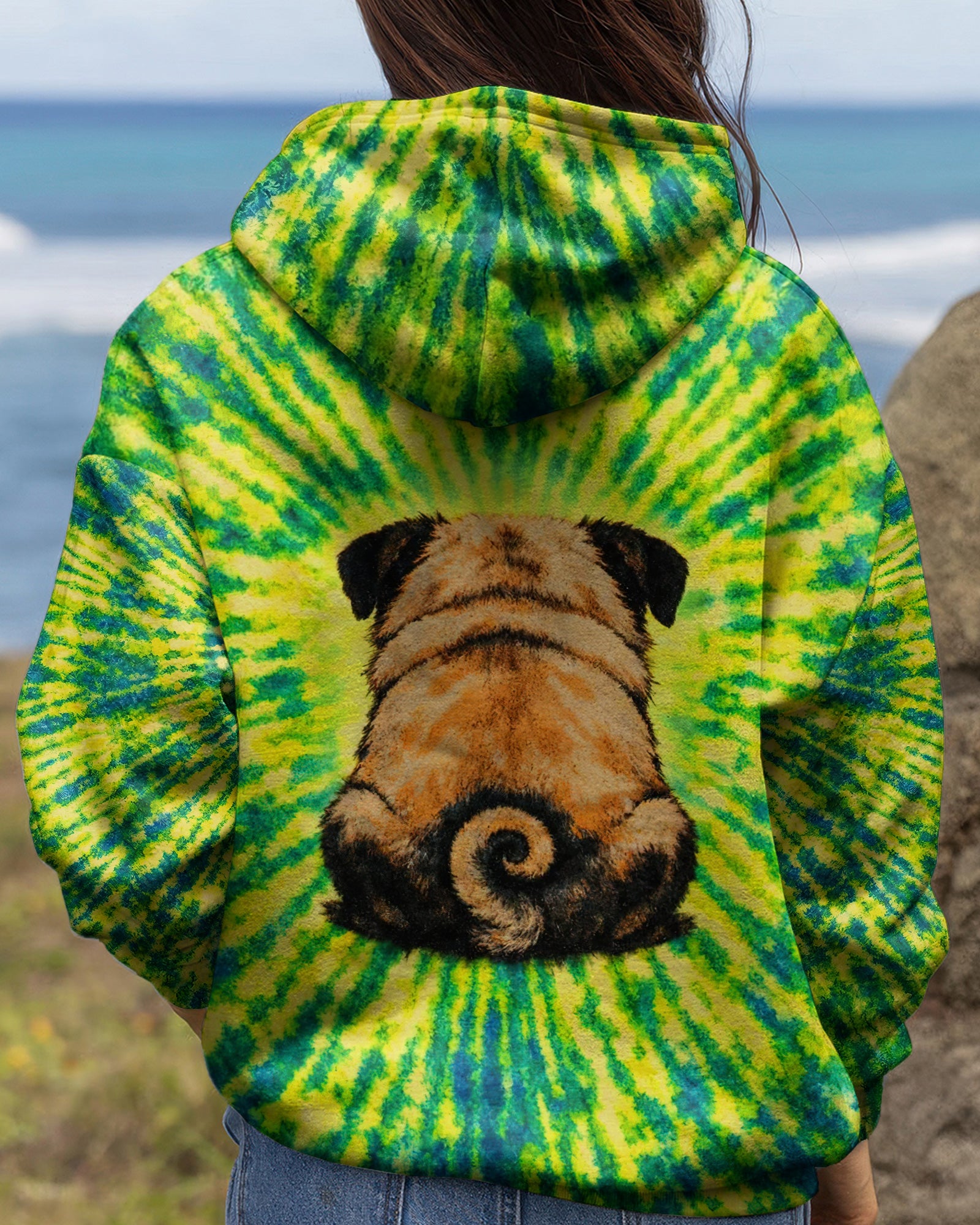 PUG DOG LEMON YELLOW SWIRL ALL OVER PRINT - TLNT2502262