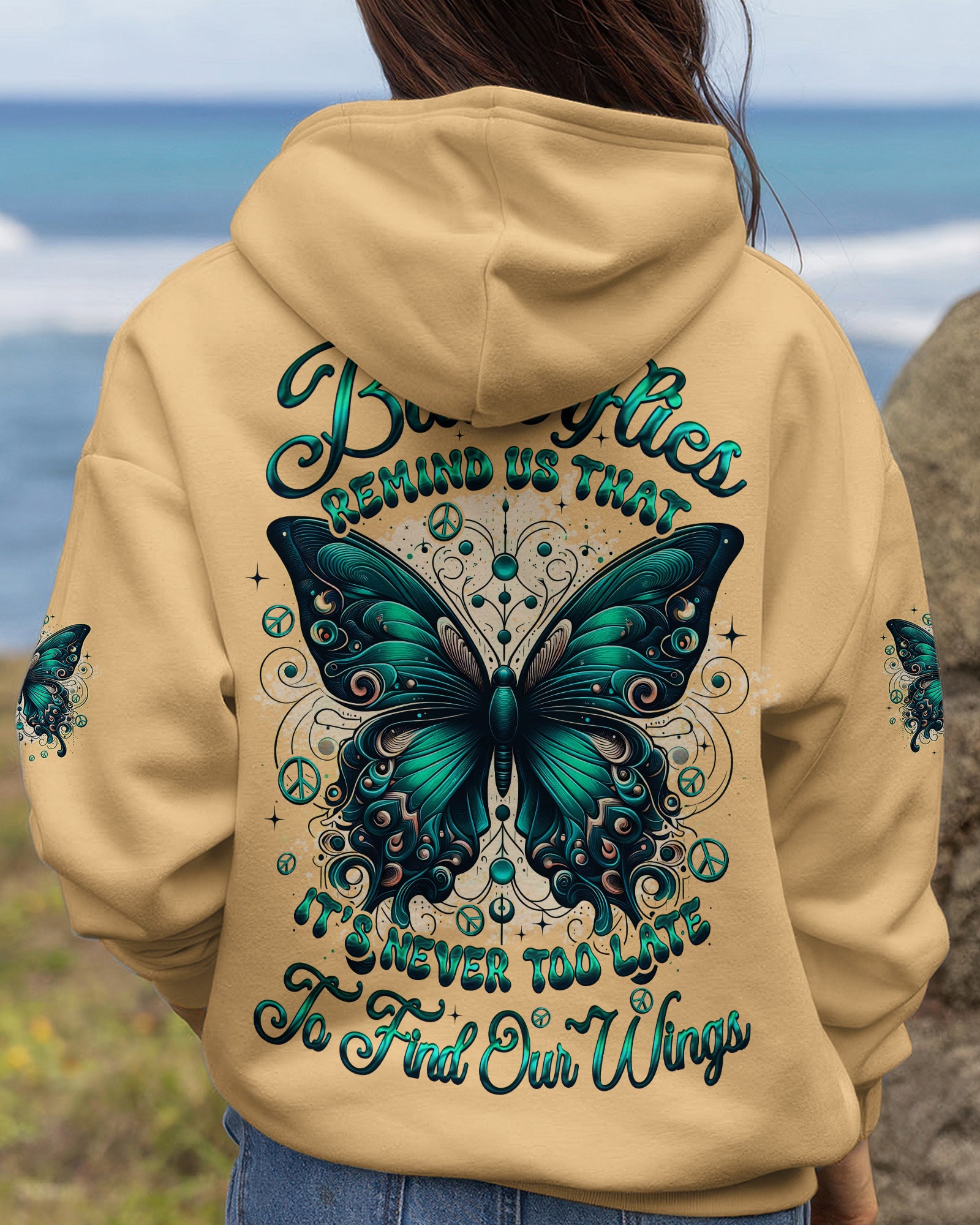 NEVER TOO LATE TO FIND YOUR WINGS BUTTERFLY ALL OVER PRINT - TYQY0902261