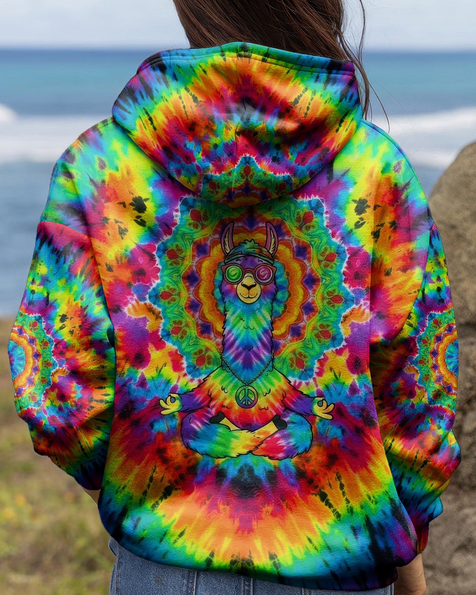 RAINBOW SWIRL LLAMA ALL OVER PRINT - YHHG0302262