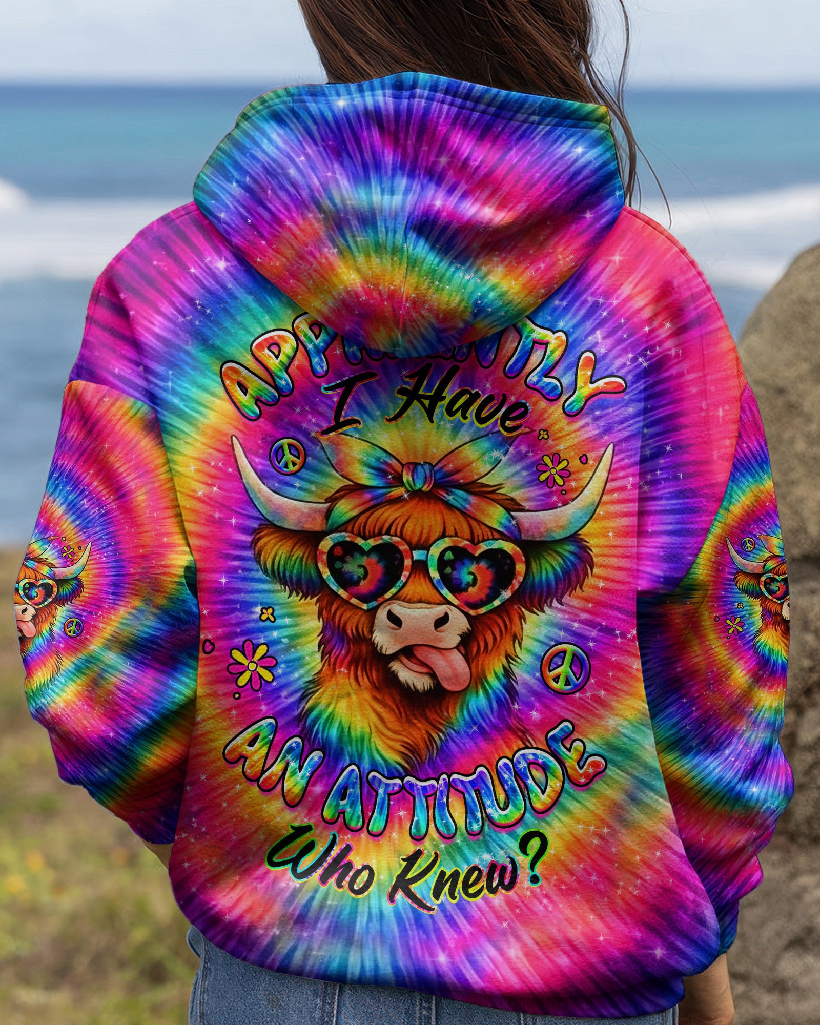 APPARENTLY I HAVE AN ATTITUDE WHO KNEW COW ALL OVER PRINT - YHHG2502262