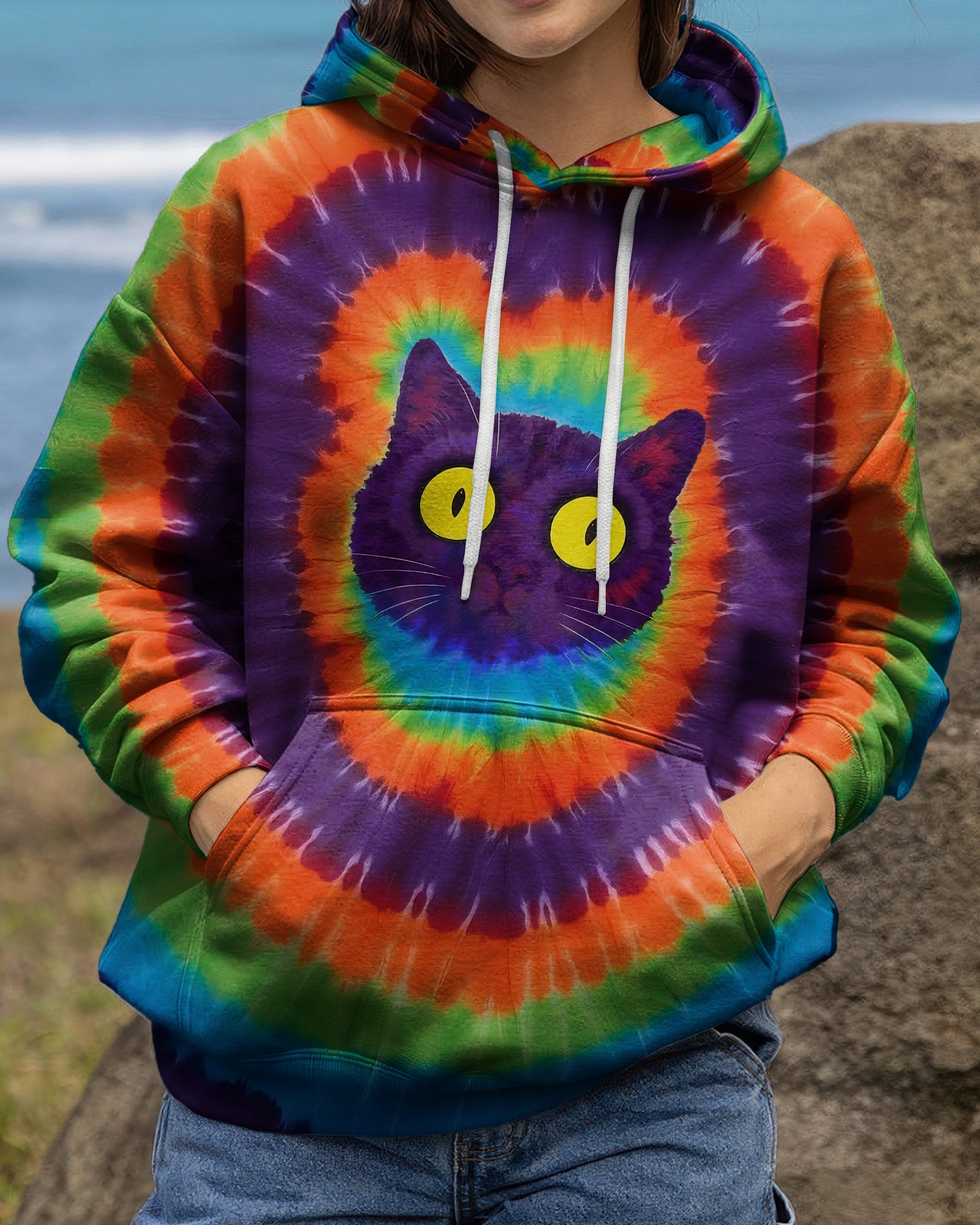 I'M NOT SHORT CAT COLORFUL SWIRL ALL OVER PRINT  - TLNO2403261