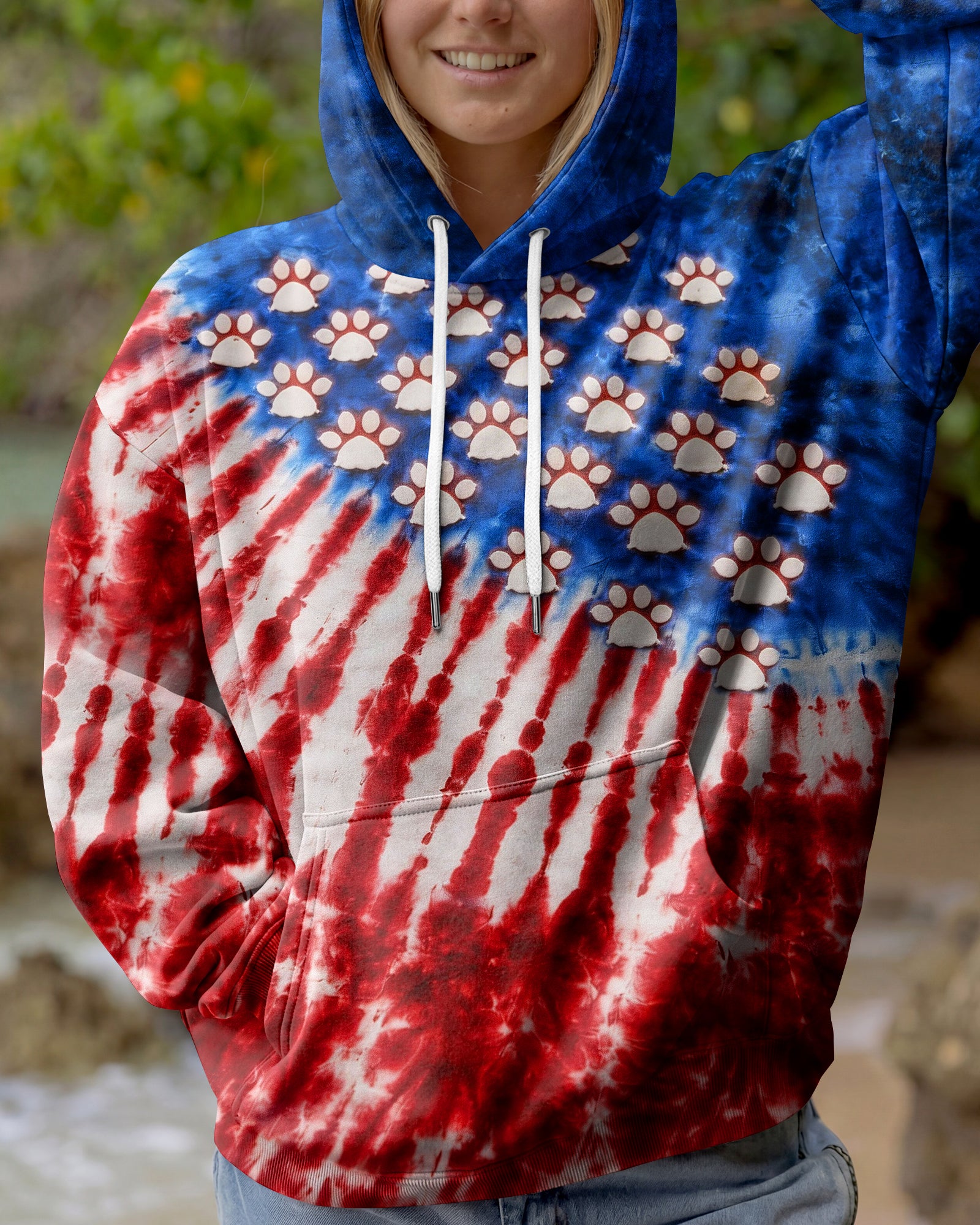 PAW PRINT RED WHITE & BLUE ALL OVER PRINT  - TLHG1803263