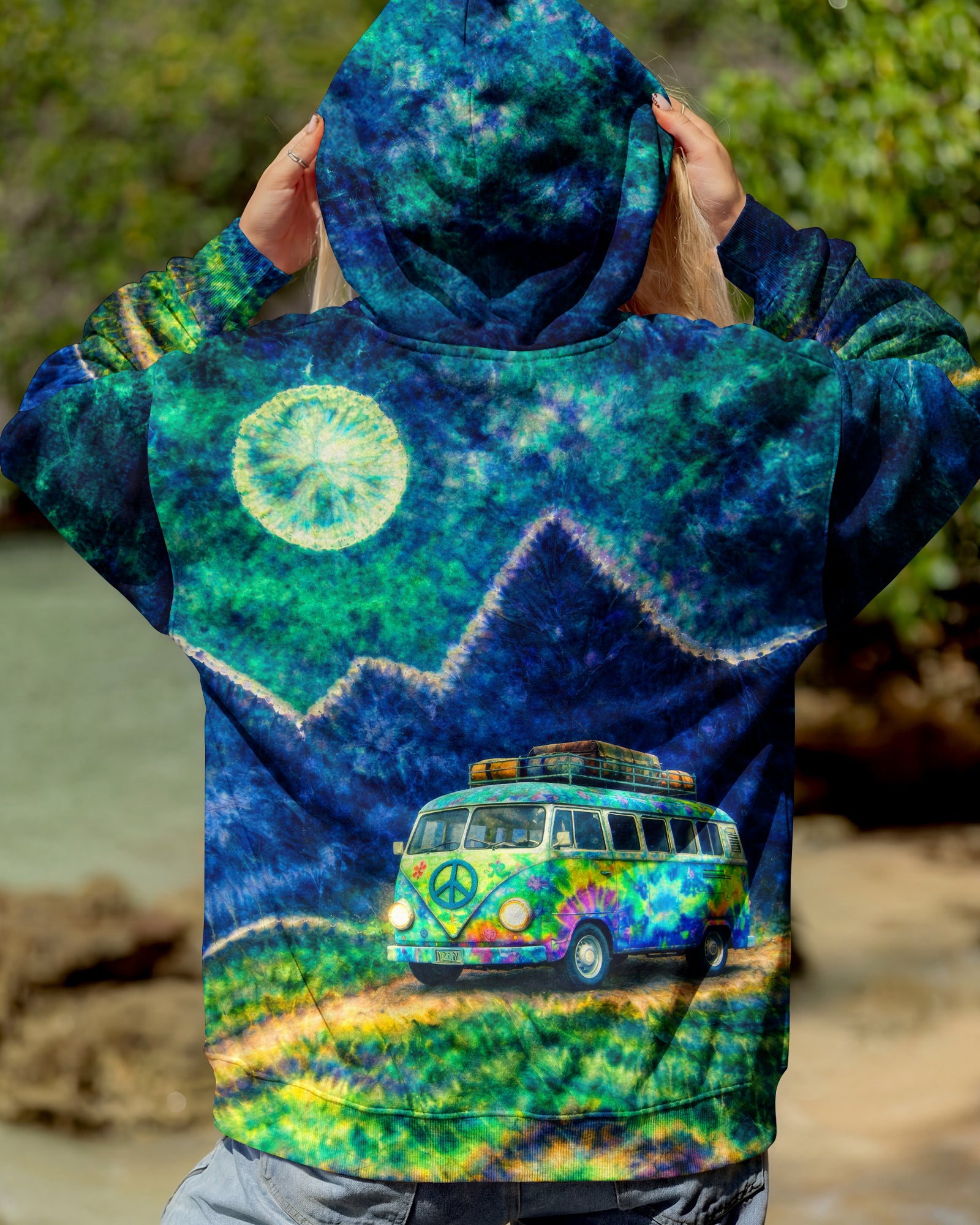 HIPPIE BUS UNDER MOON SWIRL ALL OVER PRINT  - TLTW0202262