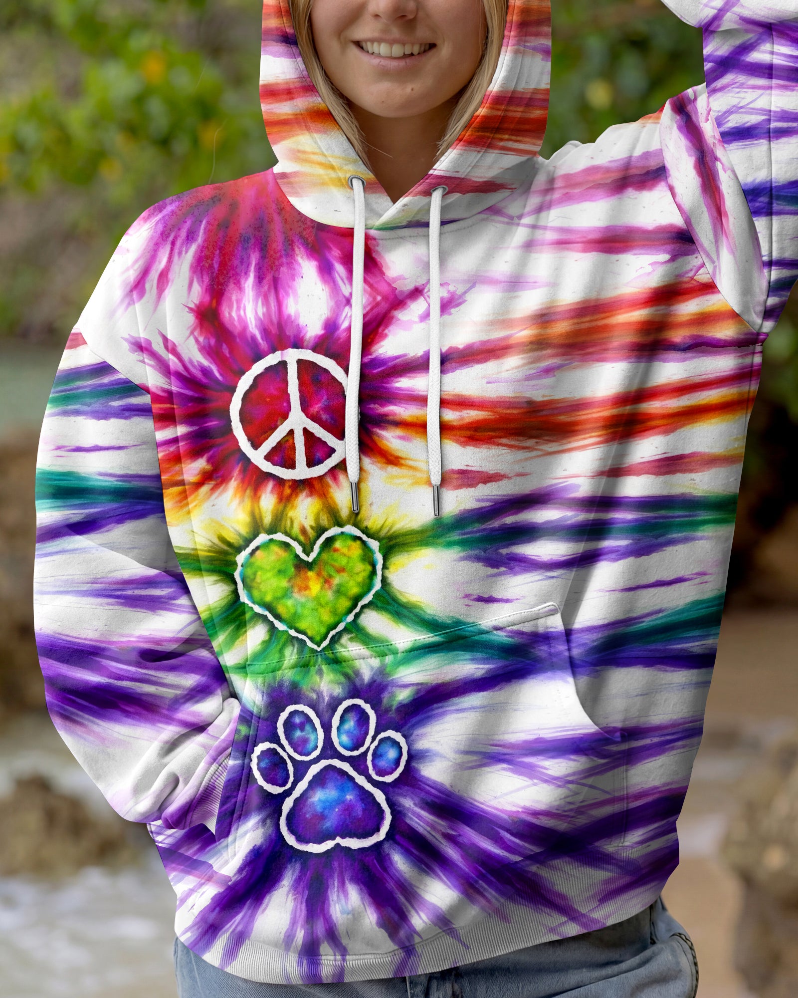 PEACE LOVE PAW PRINT SWIRL ALL OVER PRINT - TLHG2003263