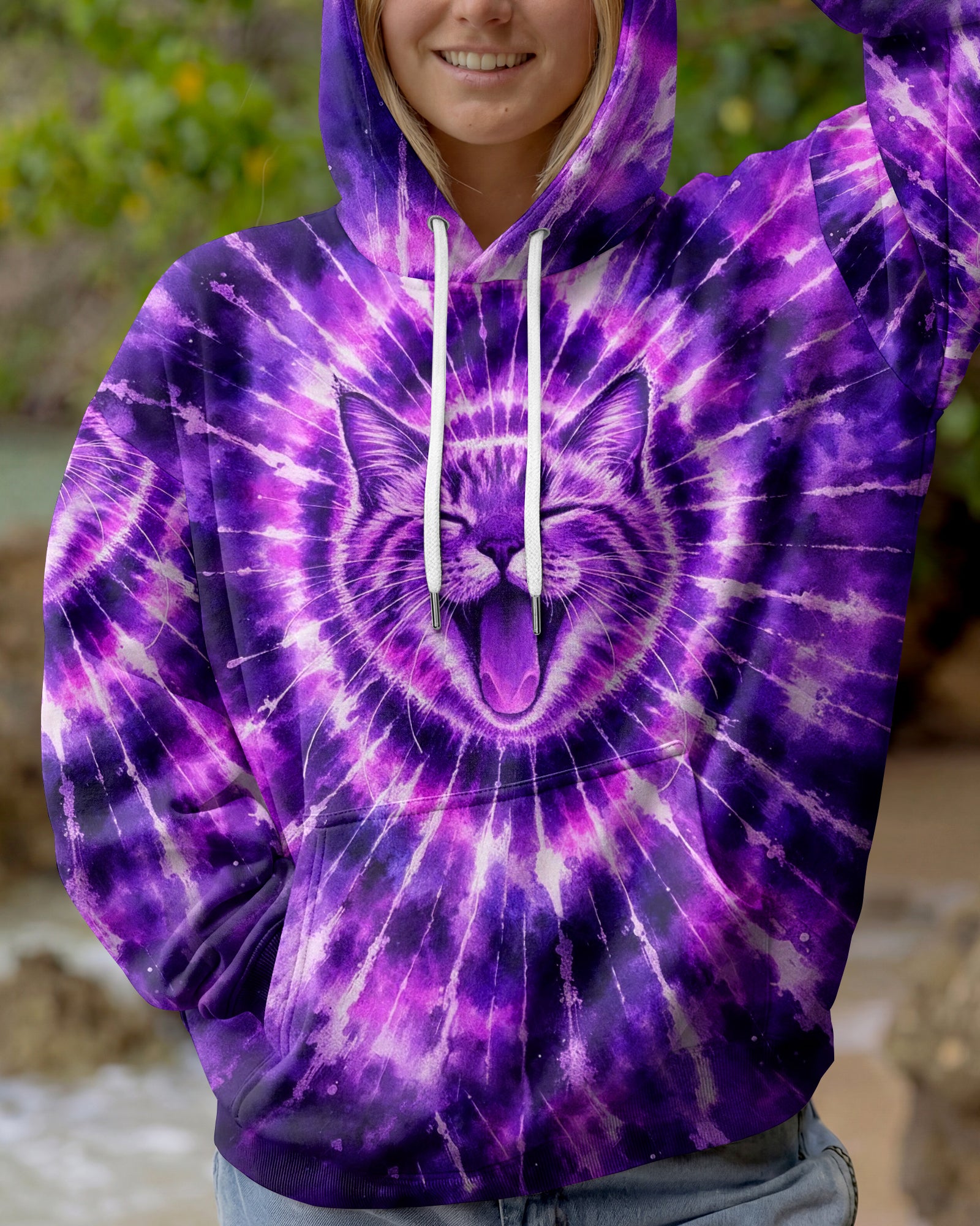 CAT PURPLE SWIRL ALL OVER PRINT - TLHN1003263