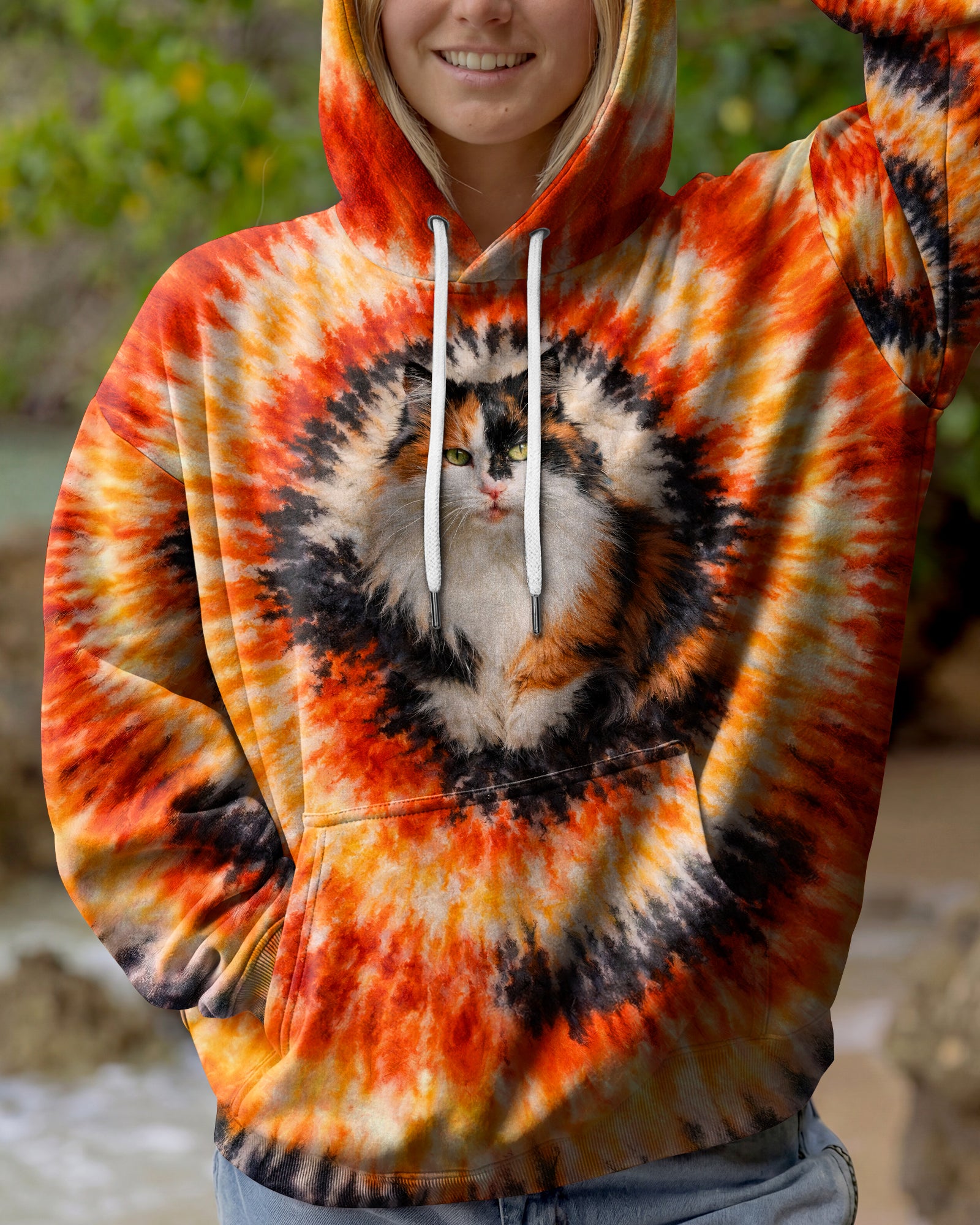 CALICO CAT ORANGE SWIRL ALL OVER PRINT   - TLNT0903262