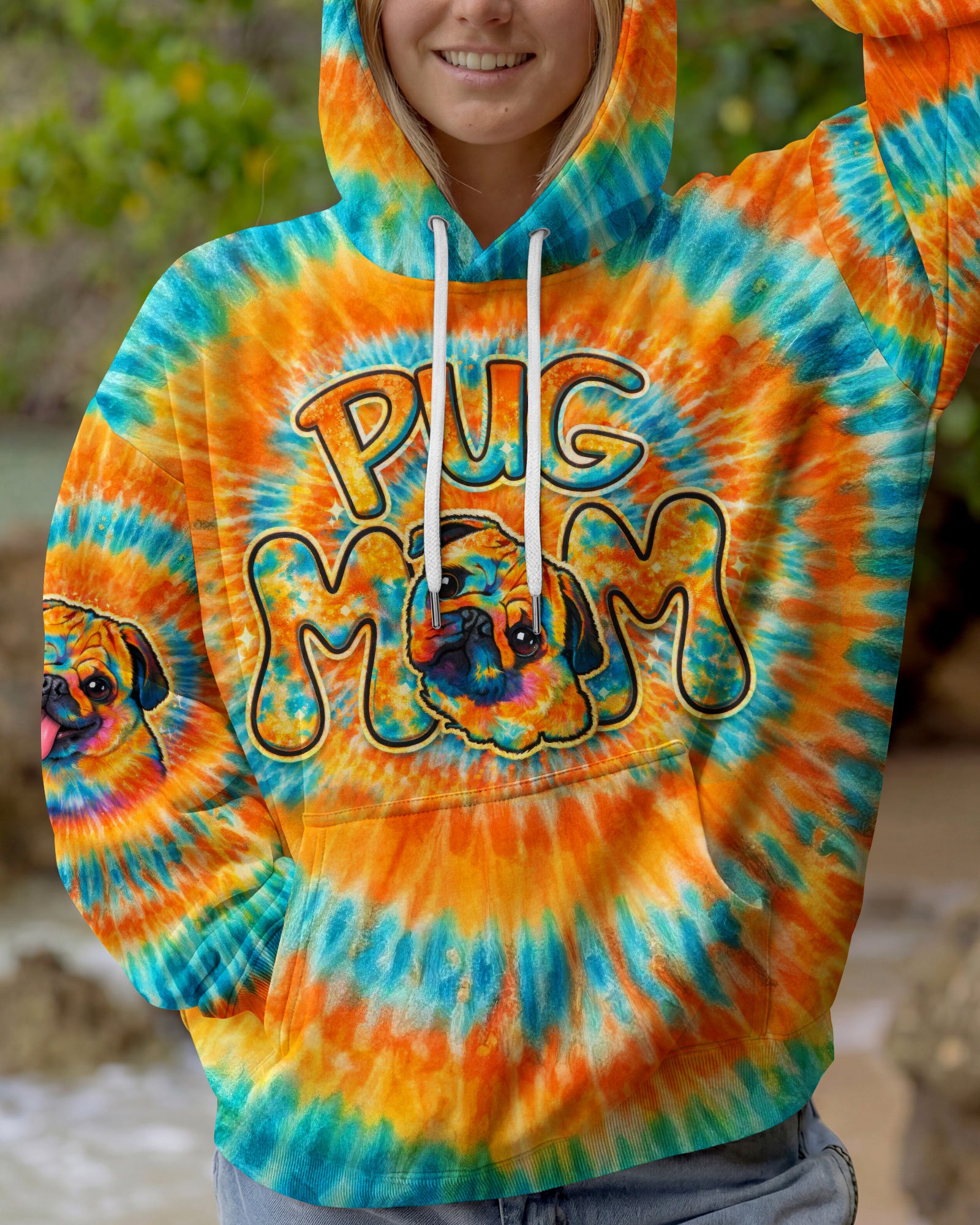 PUG MOM DOG  SWIRL ALL OVER PRINT - TLTW2702263
