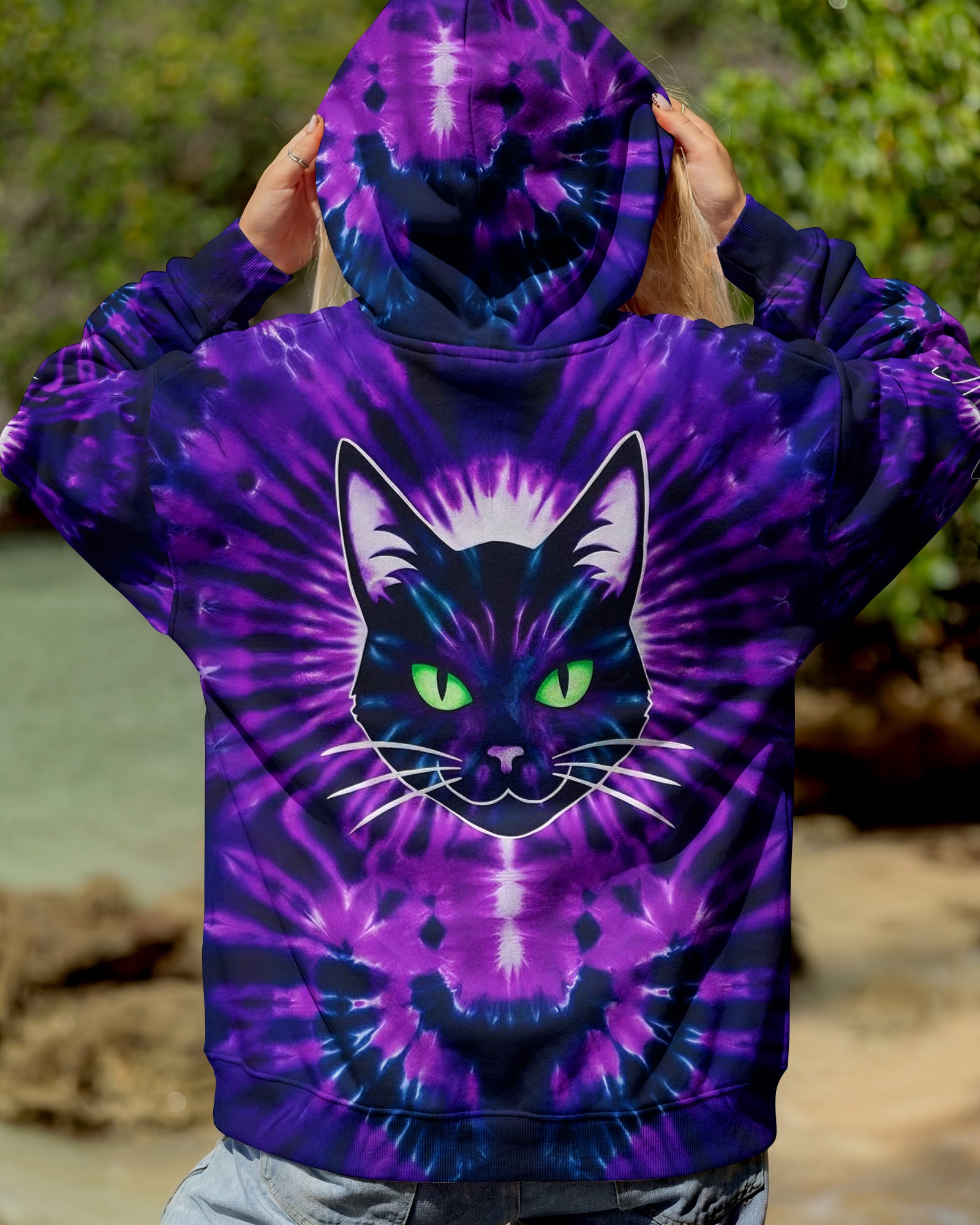 NEON PURPLE COOL CAT ALL OVER PRINT - YHHG0202261