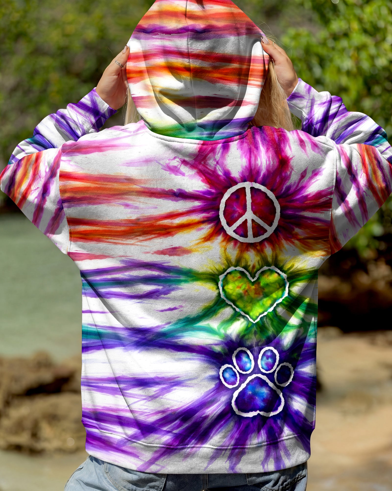 PEACE LOVE PAW PRINT SWIRL ALL OVER PRINT - TLHG2003263