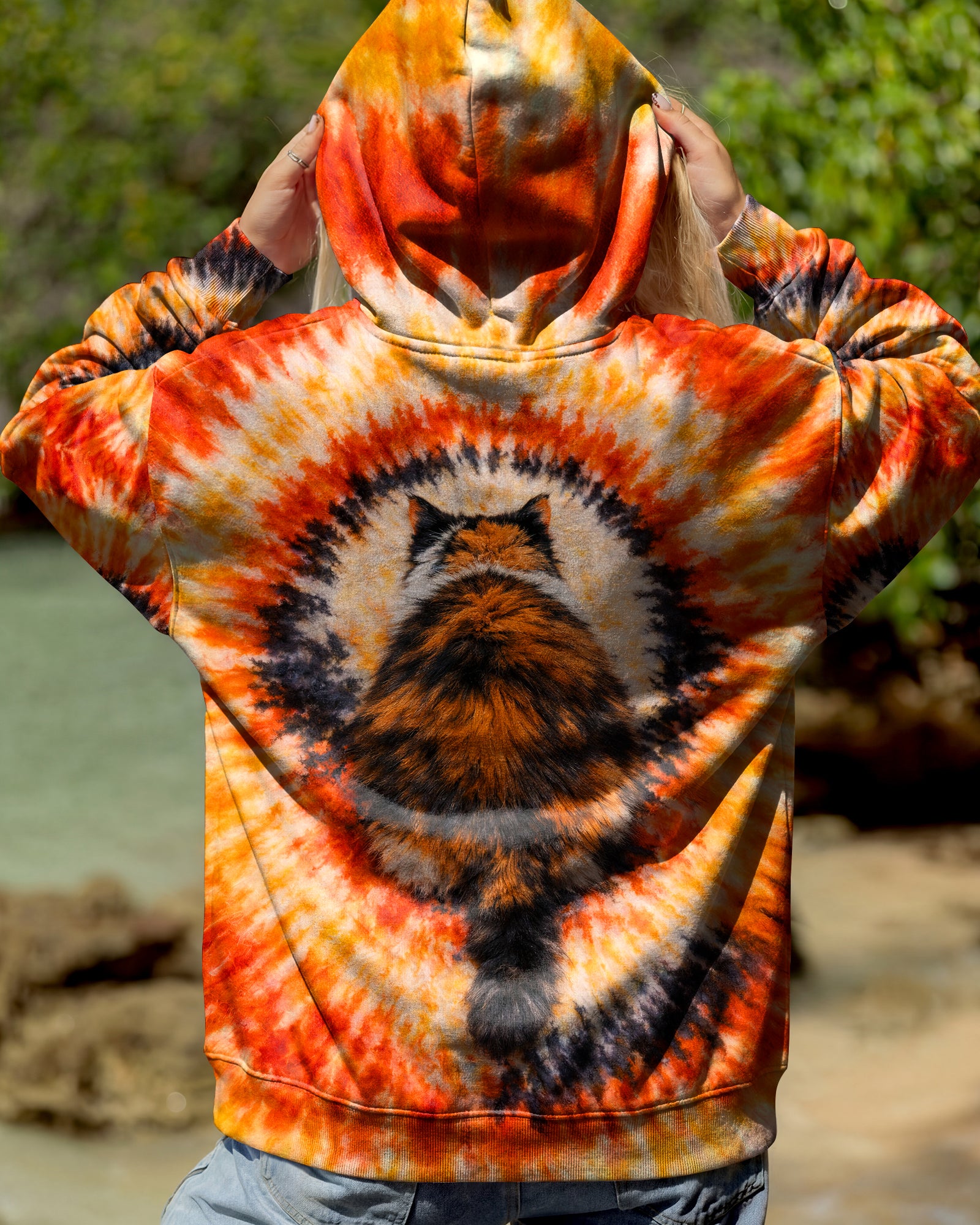 CALICO CAT ORANGE SWIRL ALL OVER PRINT   - TLNT0903262
