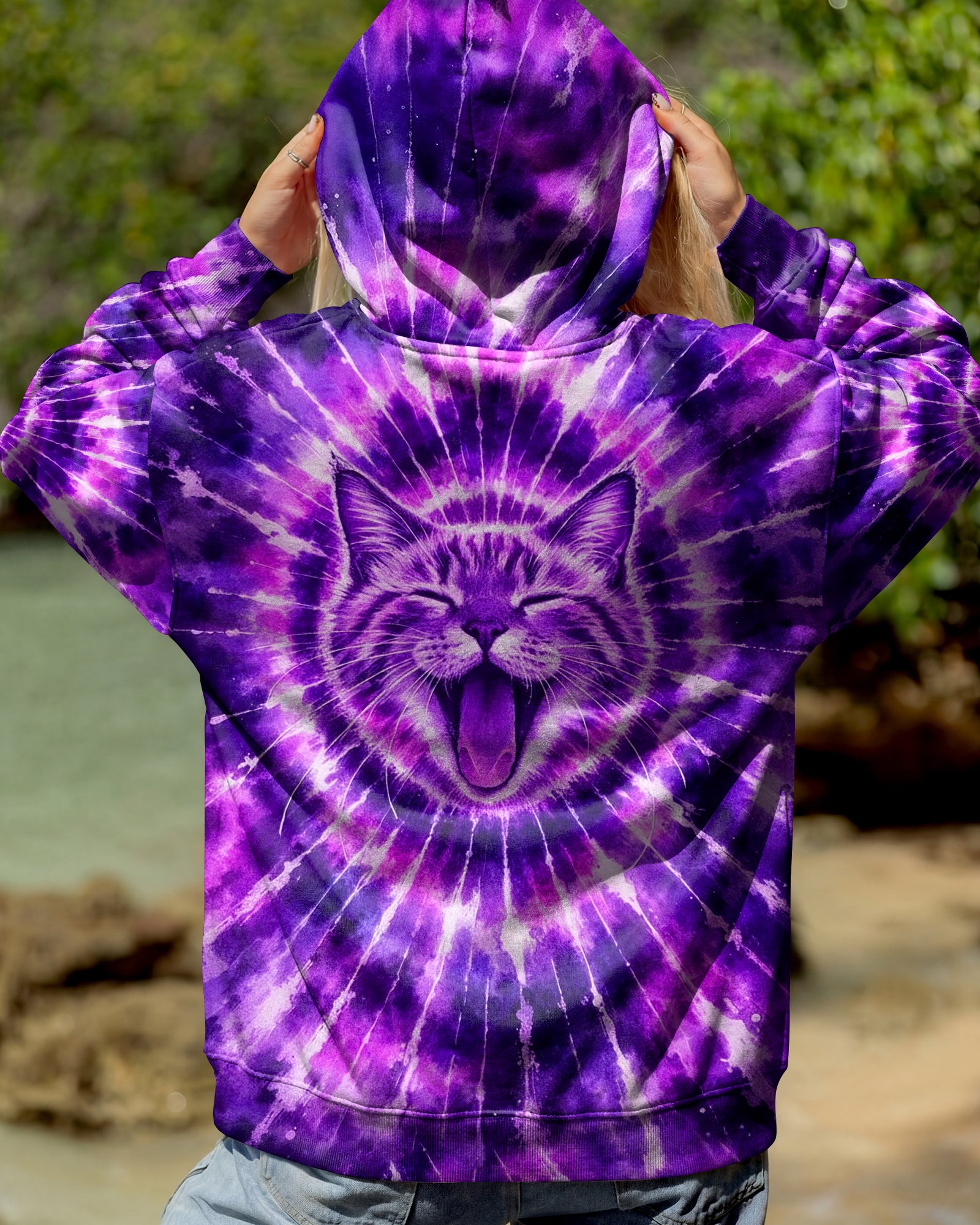 CAT PURPLE SWIRL ALL OVER PRINT - TLHN1003263
