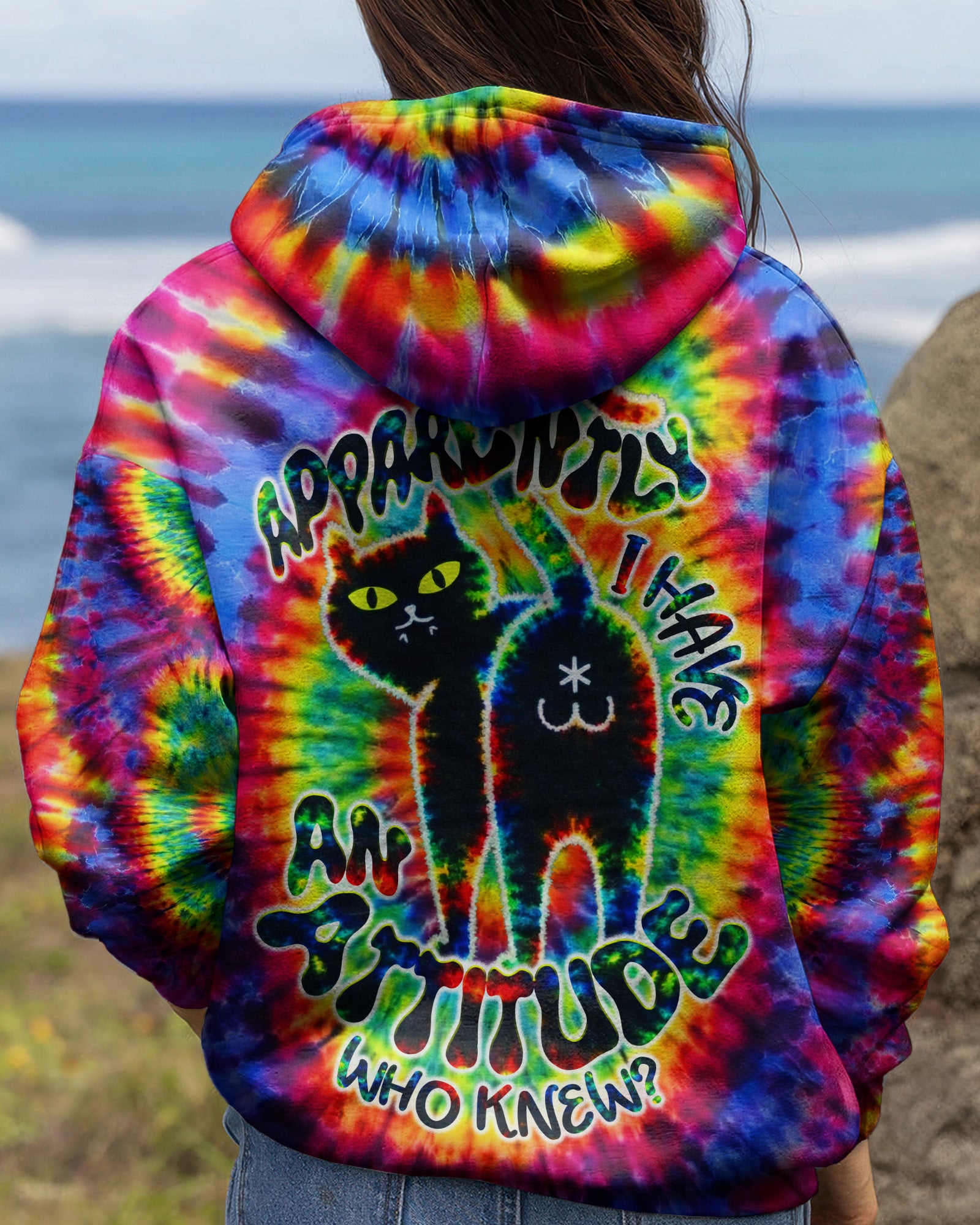 APPARENTLY I HAVE AN ATTITUDE WHO KNEW CAT SWIRL ALL OVER PRINT - TLNT2503263