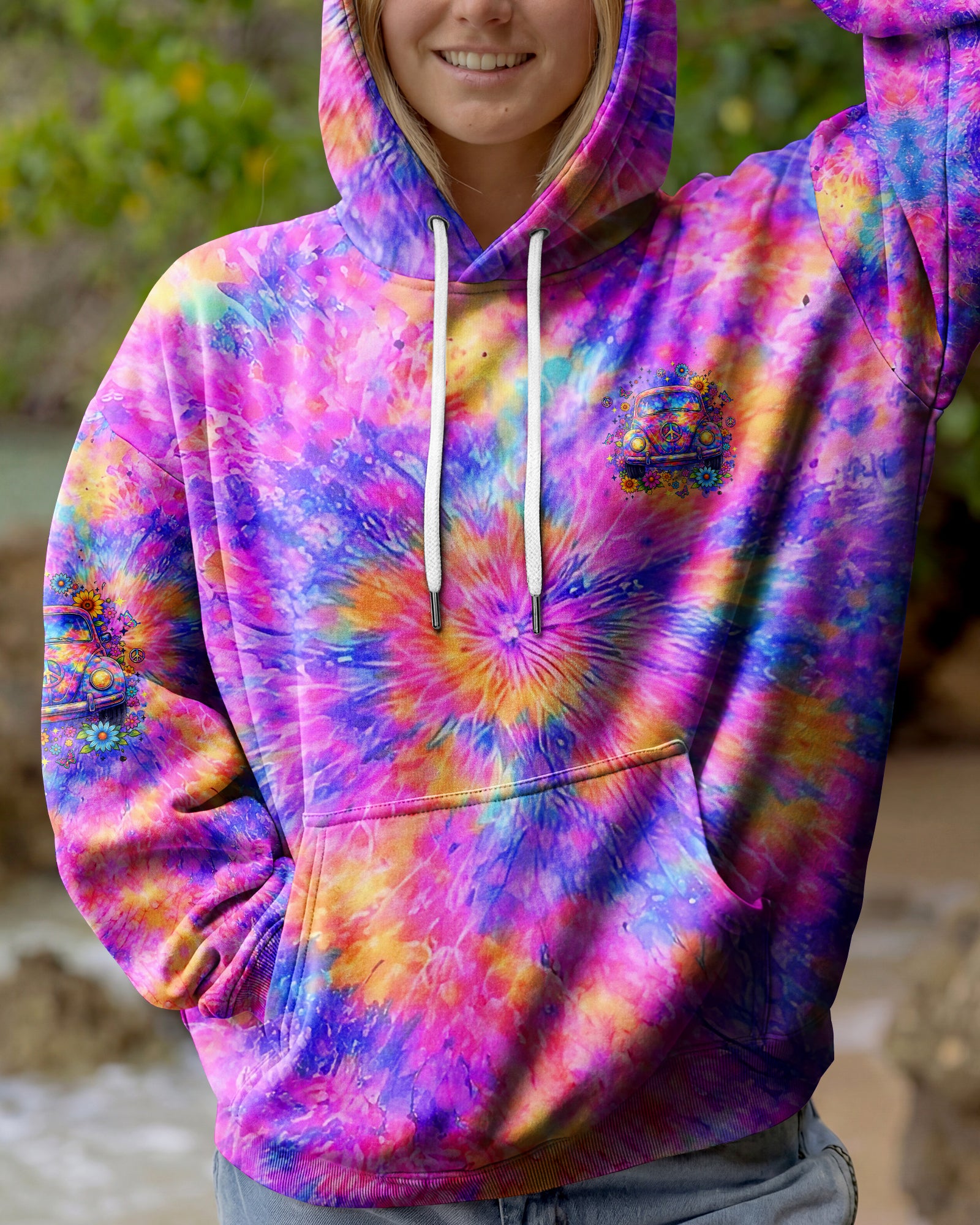 RUNNING AGAINST THE WIND CAR TIE DYE ALL OVER PRINT - YHLT2302262