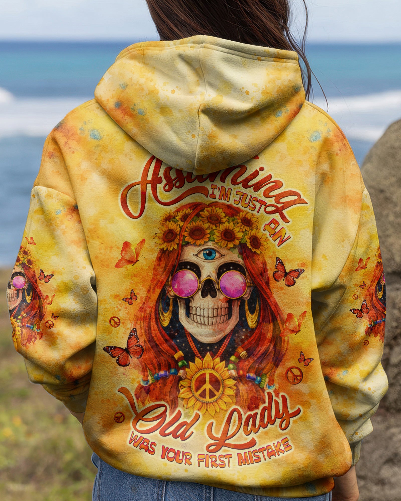 ASSUMING I'M JUST AN OLD LADY SKULL SUNFLOWER ALL OVER PRINT - TLTW1004261