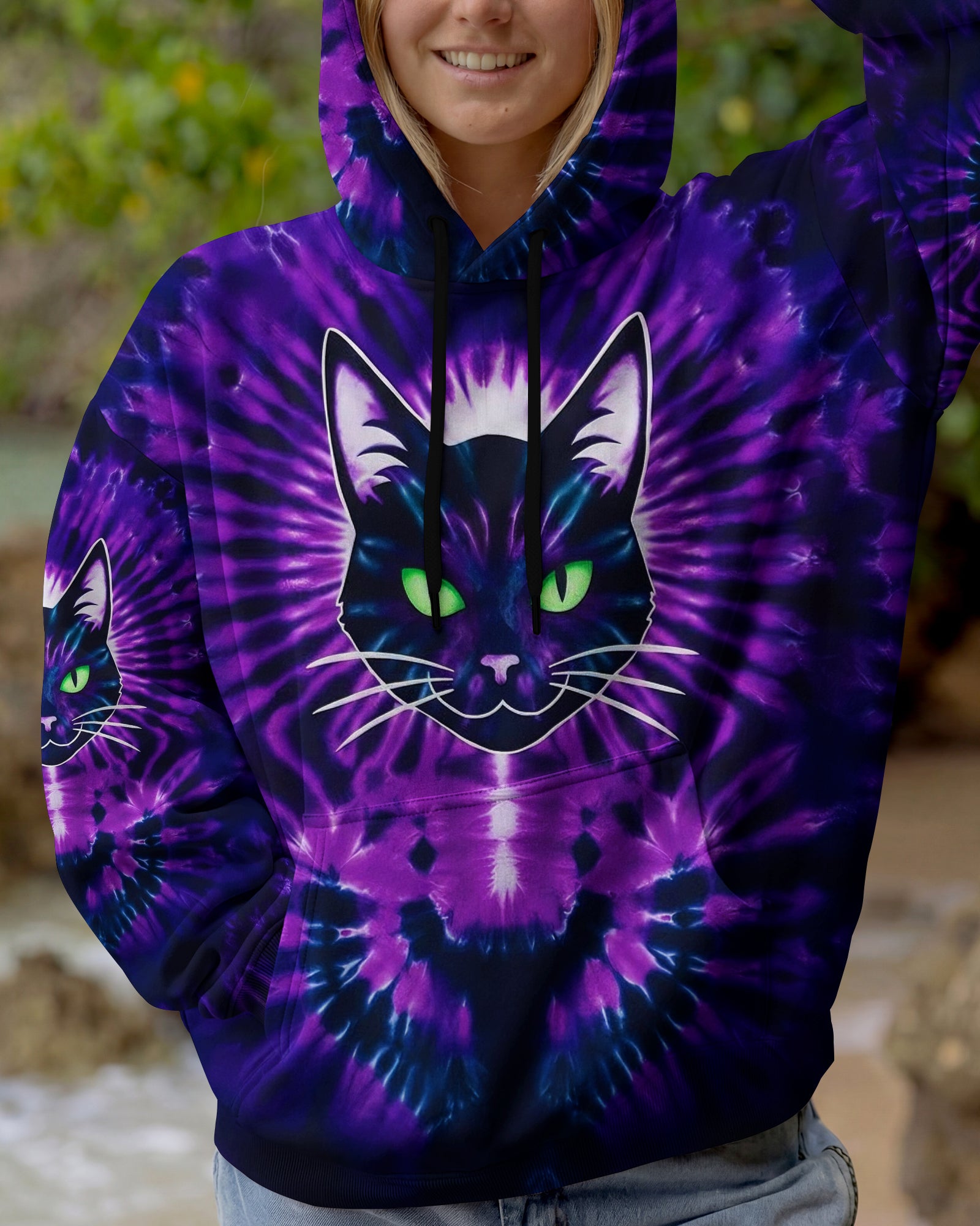 NEON PURPLE COOL CAT ALL OVER PRINT - YHHG0202261