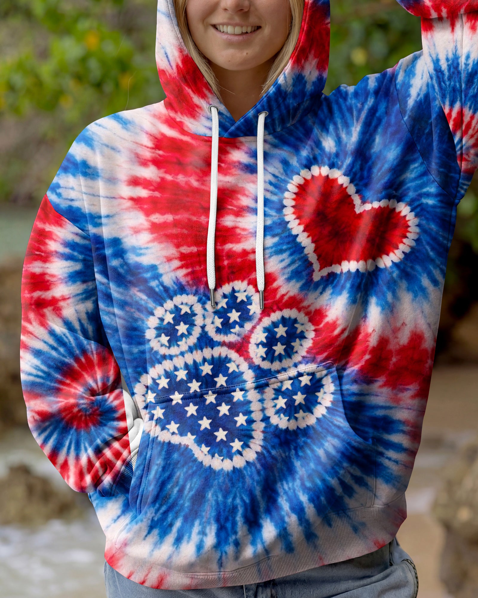 PAW HEART RED WHITE & BLUE SWIRL ALL OVER PRINT - TLHN0104261