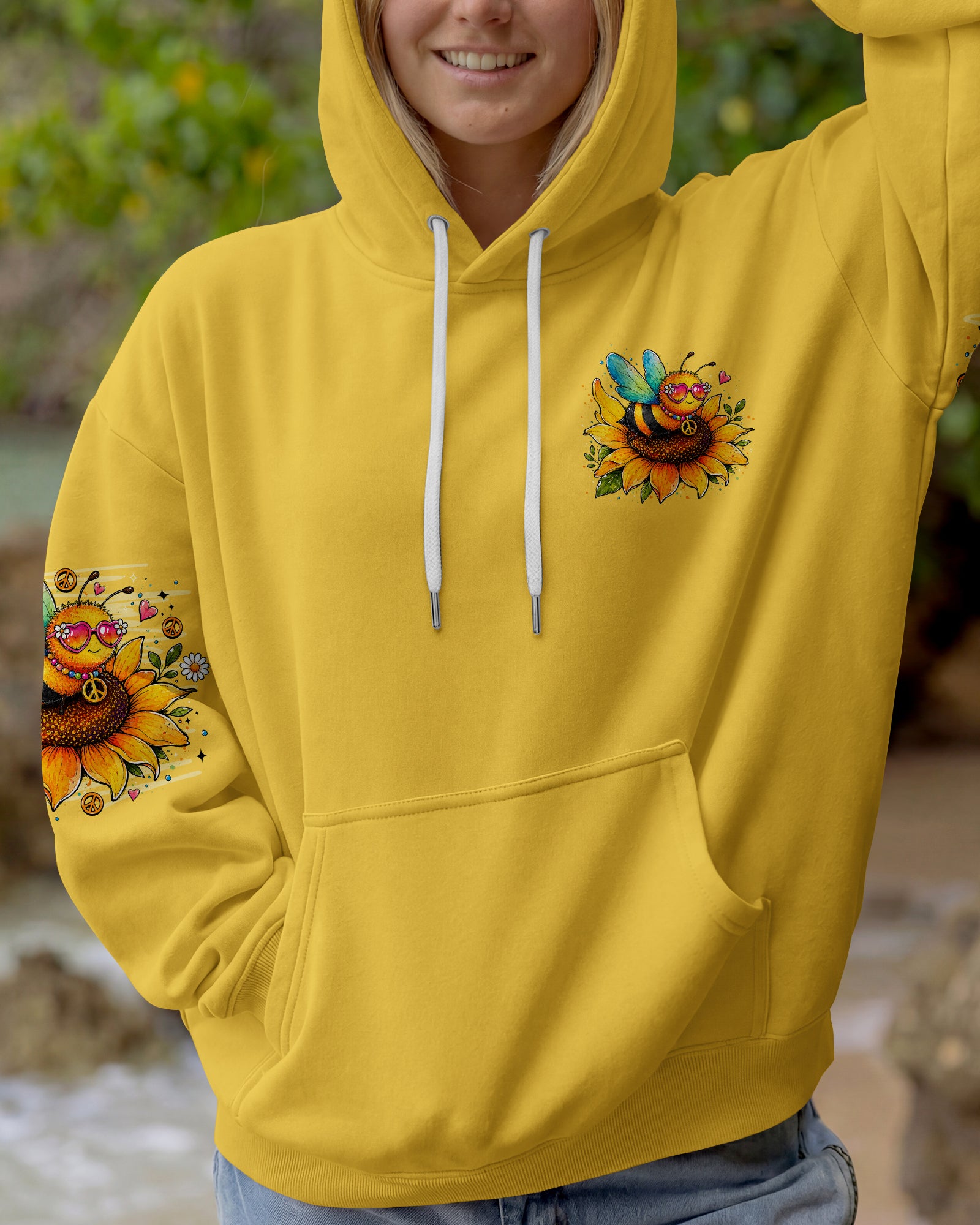 WHISPER WORDS OF WISDOM LET IT BE BEE SUNFLOWER ALL OVER PRINT -  TLNO1407261