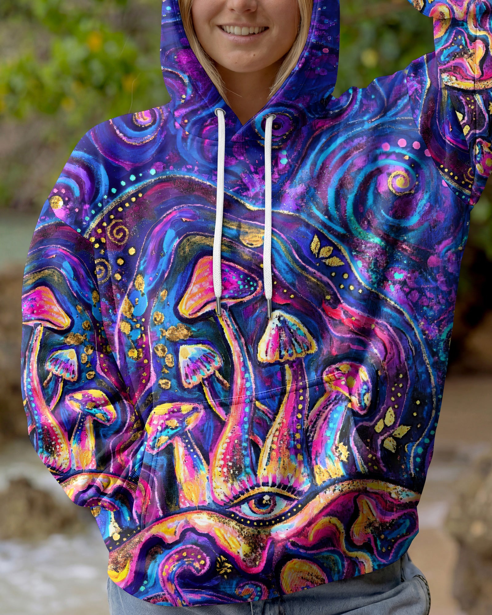 EAT MUSHROOMS SEE THE UNIVERSE SWIRL ALL OVER PRINT - RI3003262