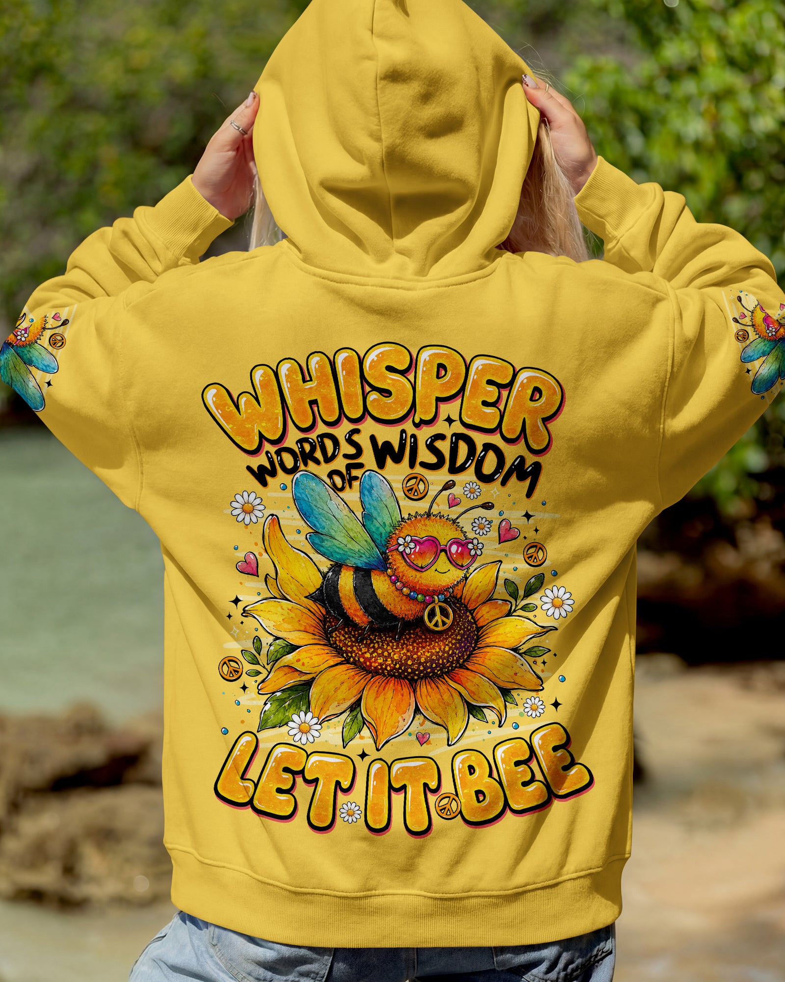 WHISPER WORDS OF WISDOM LET IT BE BEE SUNFLOWER ALL OVER PRINT -  TLNO1407261