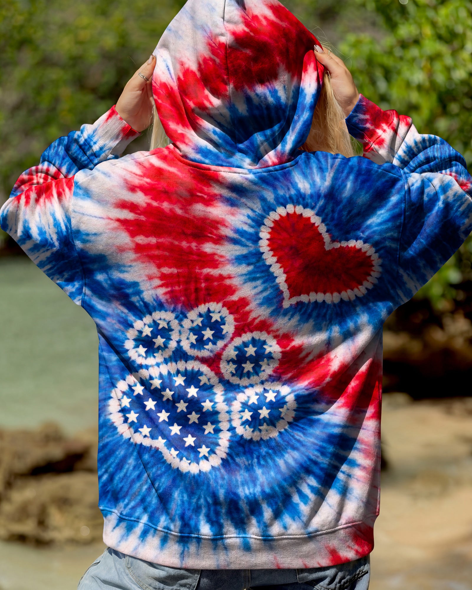 PAW HEART RED WHITE & BLUE SWIRL ALL OVER PRINT - TLHN0104261