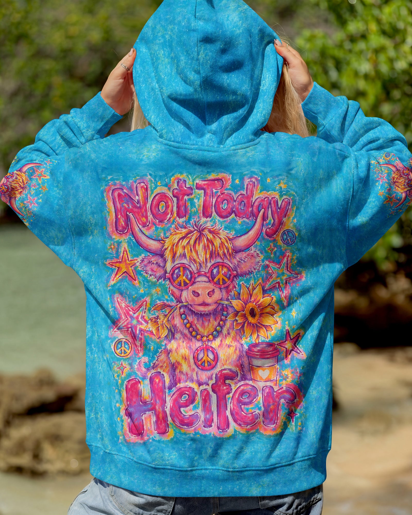 NOT TODAY HEIFER HIGHLAND COW PEACE ALL OVER PRINT - KMTM1507263