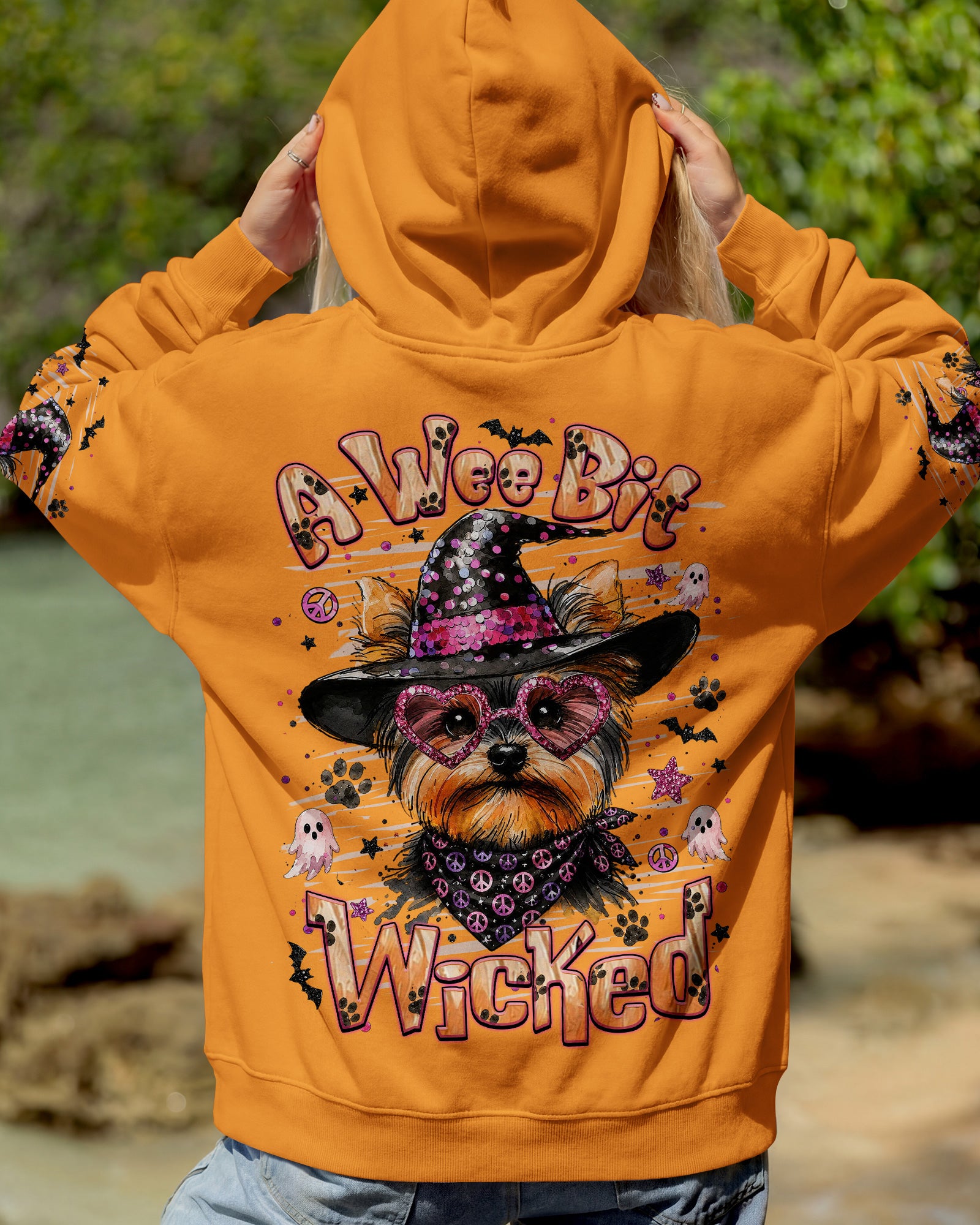 A WEE BIT WICKED YORKIE DOG HALLOWEEN ALL OVER PRINT - TLHN1707262