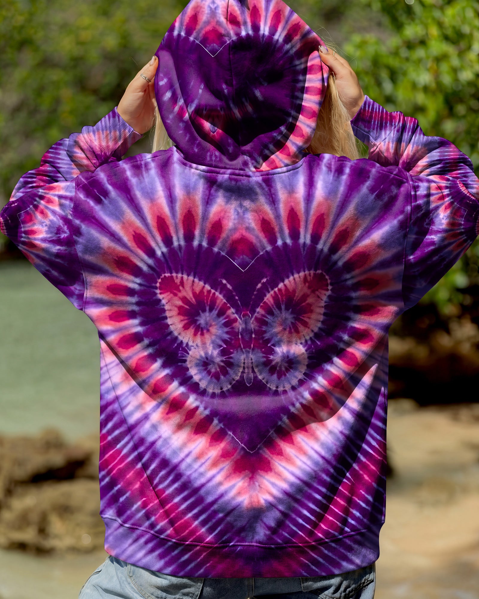 PURPLE BUTTERFLY HEART ALL OVER PRINT - TYQY1603261
