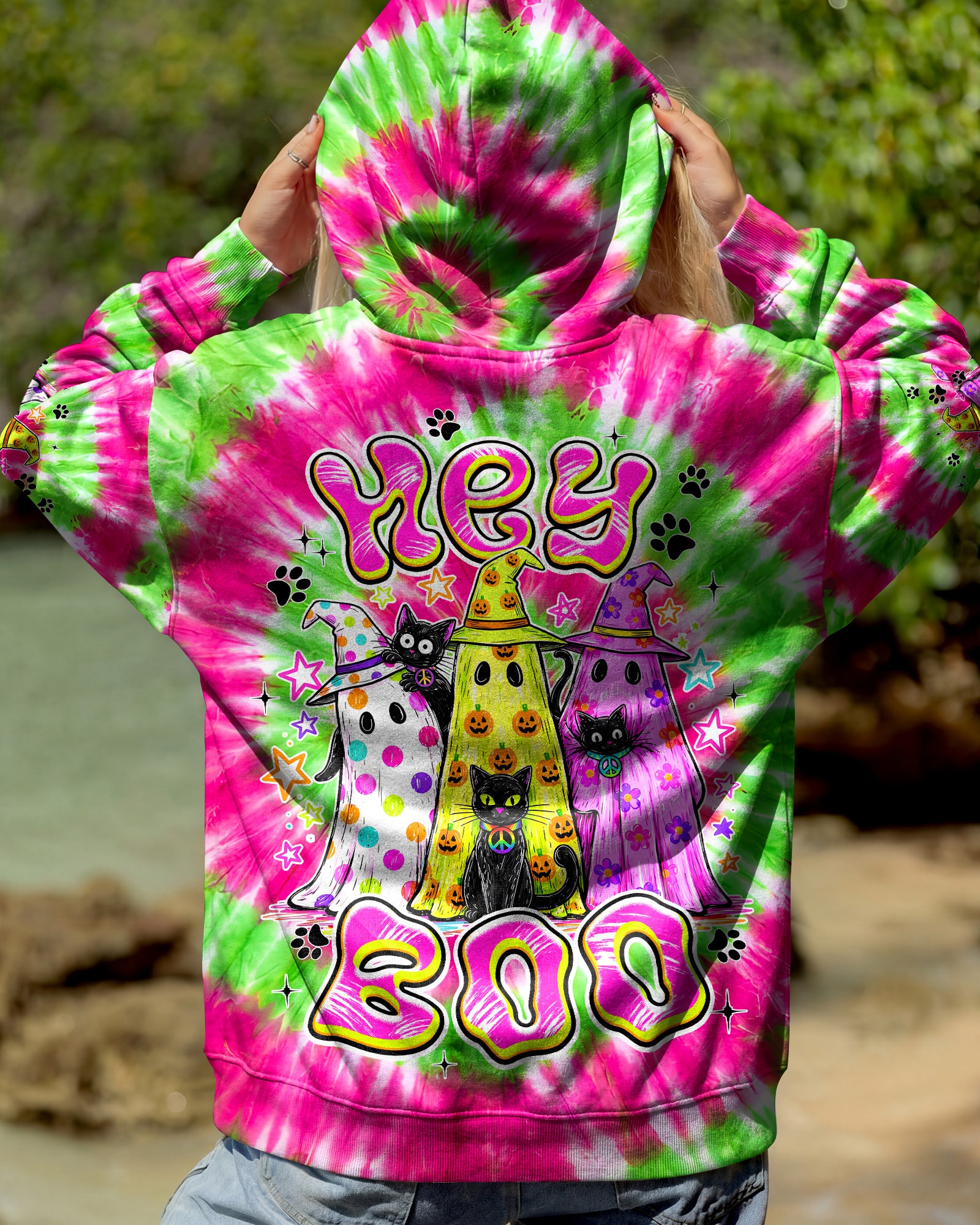 HEY BOO CATS HALLOWEEN ALL OVER PRINT - TYPQ2707261