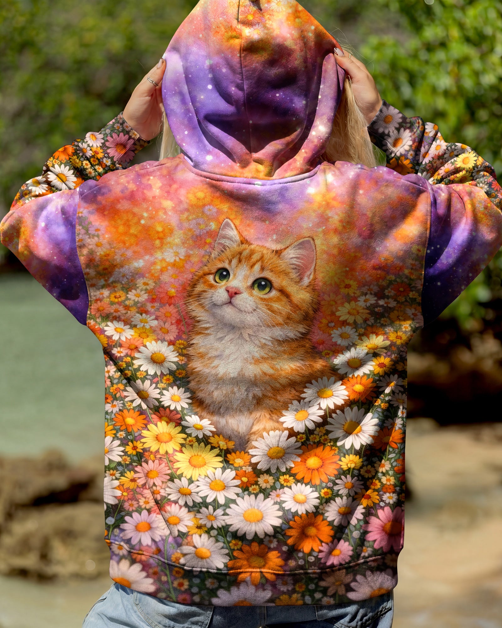 WATERCOLOR FLORAL CAT ALL OVER PRINT - TLHG1603261