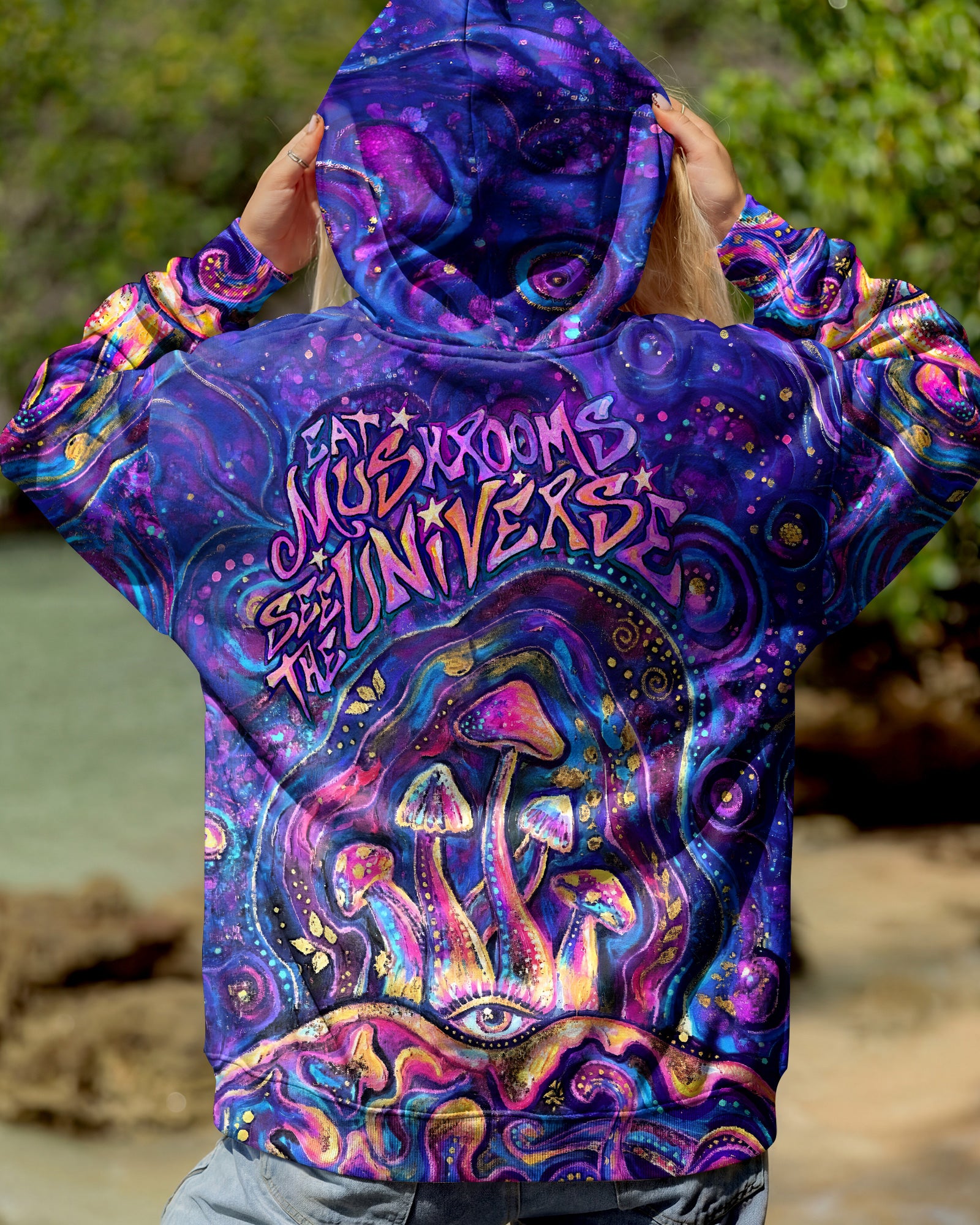 EAT MUSHROOMS SEE THE UNIVERSE SWIRL ALL OVER PRINT - RI3003262