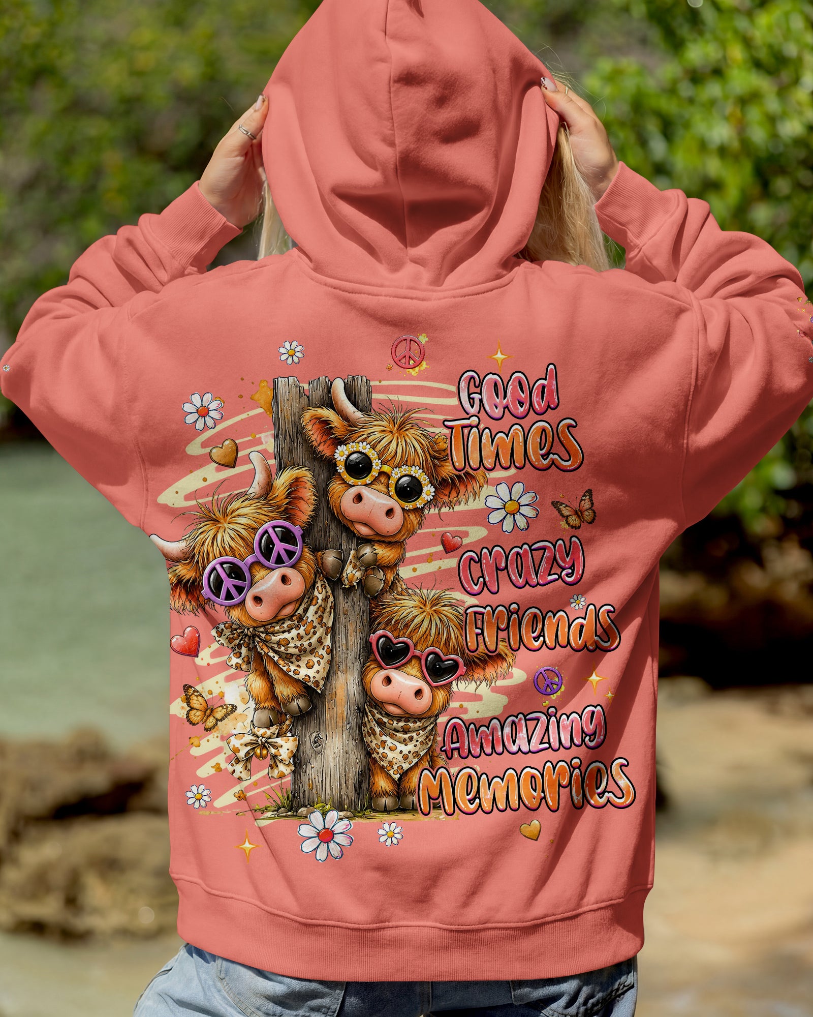 GOOD TIMES CRAZY FRIENDS HIGHLAND COW ALL OVER PRINT - TLHG0807261